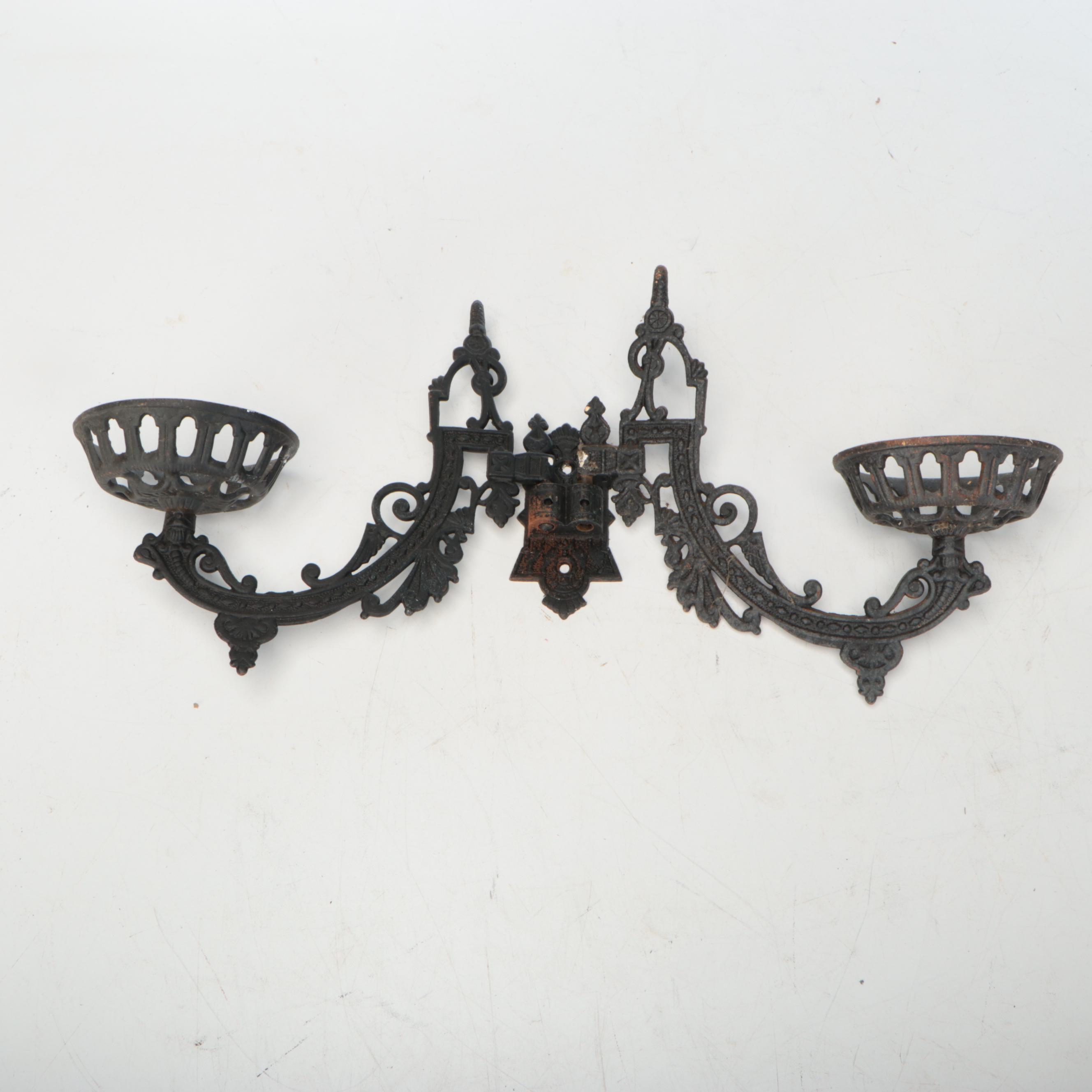 Victorian Iron Oil Lamp Wall Brackets, Trivet, and More Metal Décor