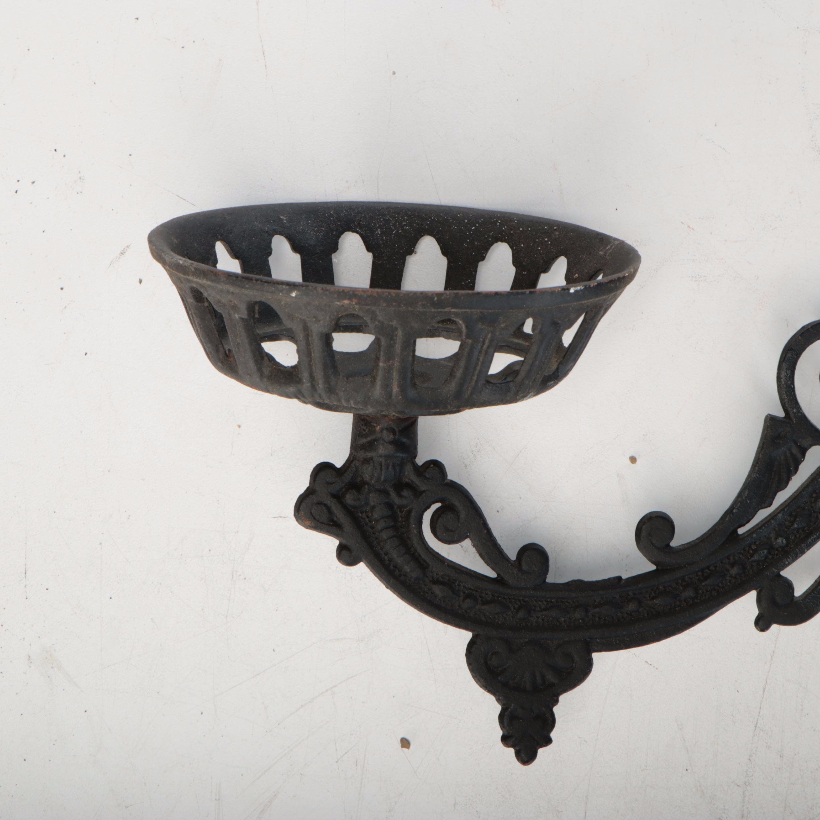 Victorian Iron Oil Lamp Wall Brackets, Trivet, and More Metal Décor