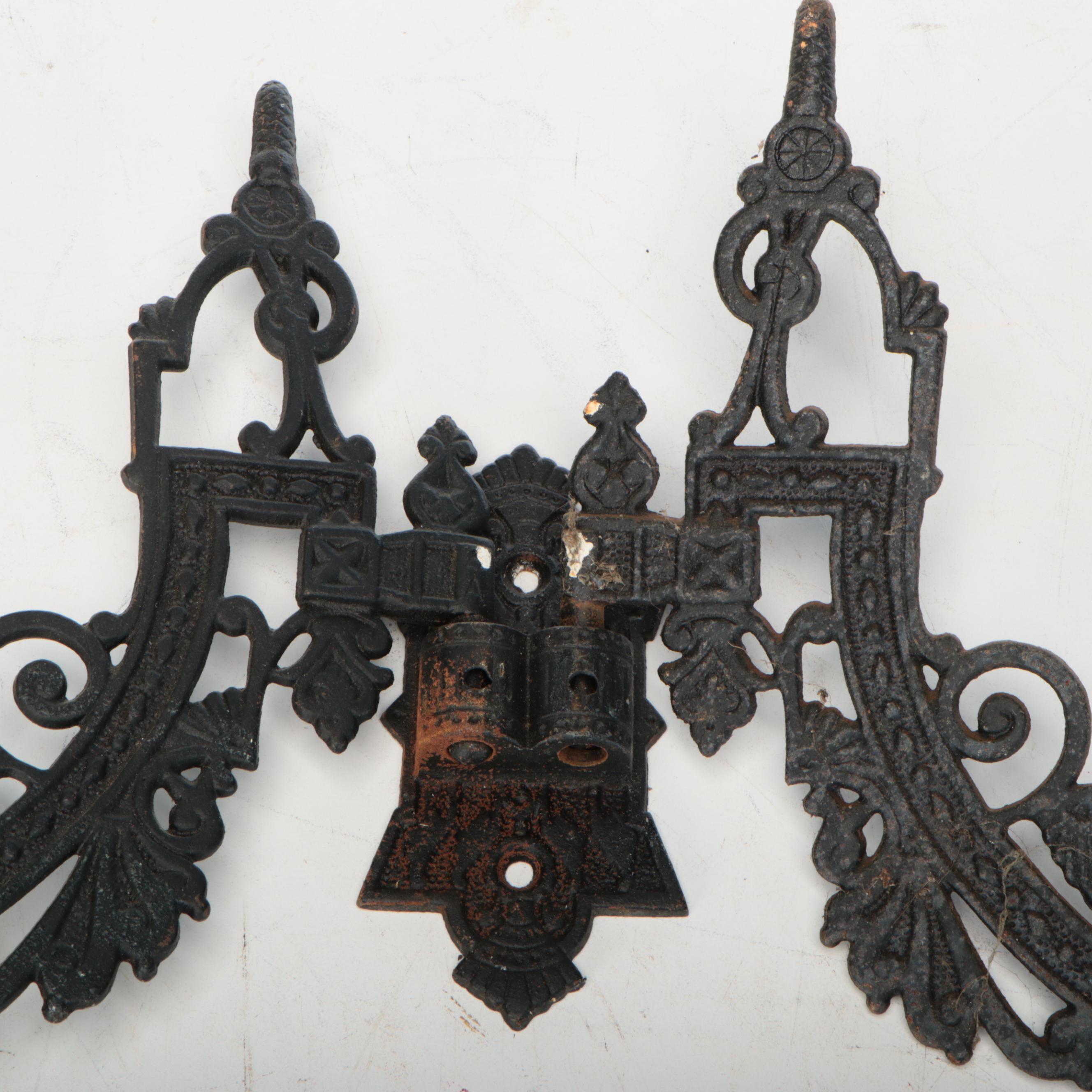 Victorian Iron Oil Lamp Wall Brackets, Trivet, and More Metal Décor