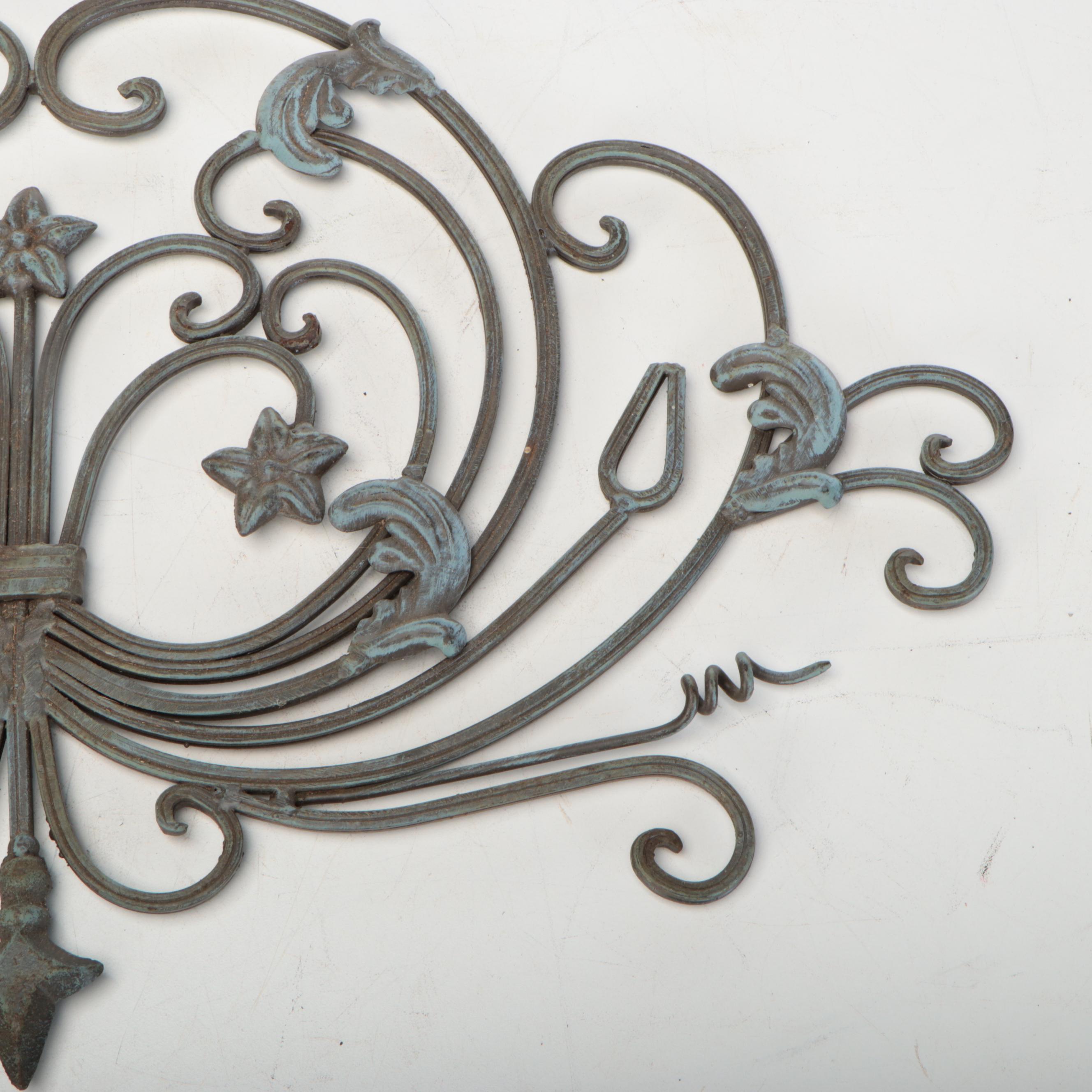 Victorian Iron Oil Lamp Wall Brackets, Trivet, and More Metal Décor