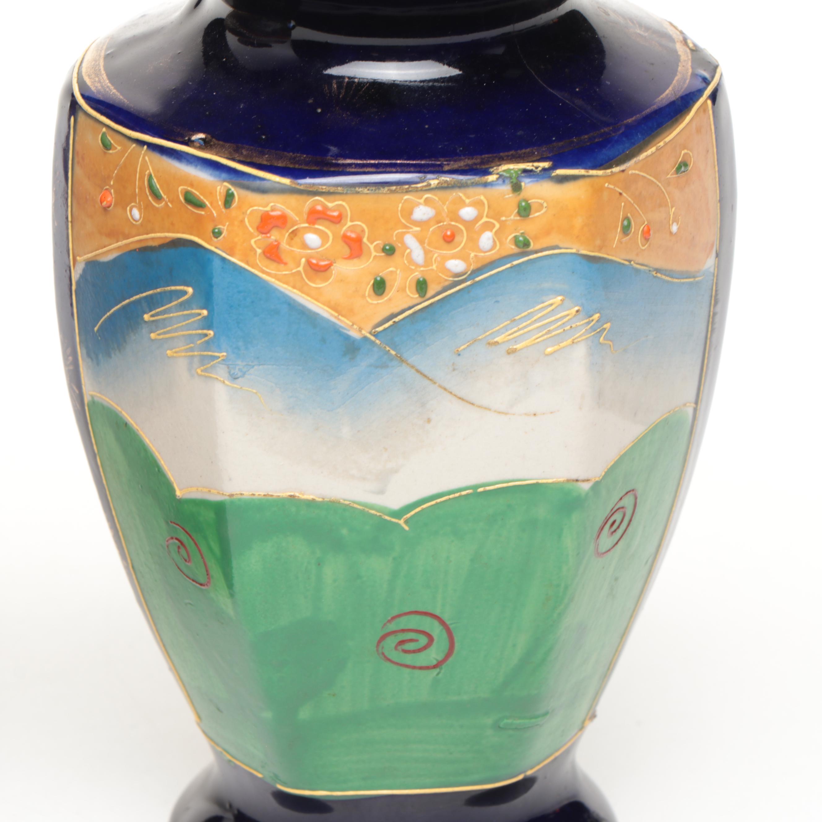 Japanese Porcelain Satsuma Vases, Kayco Japanese Dynasty Series Teal Box