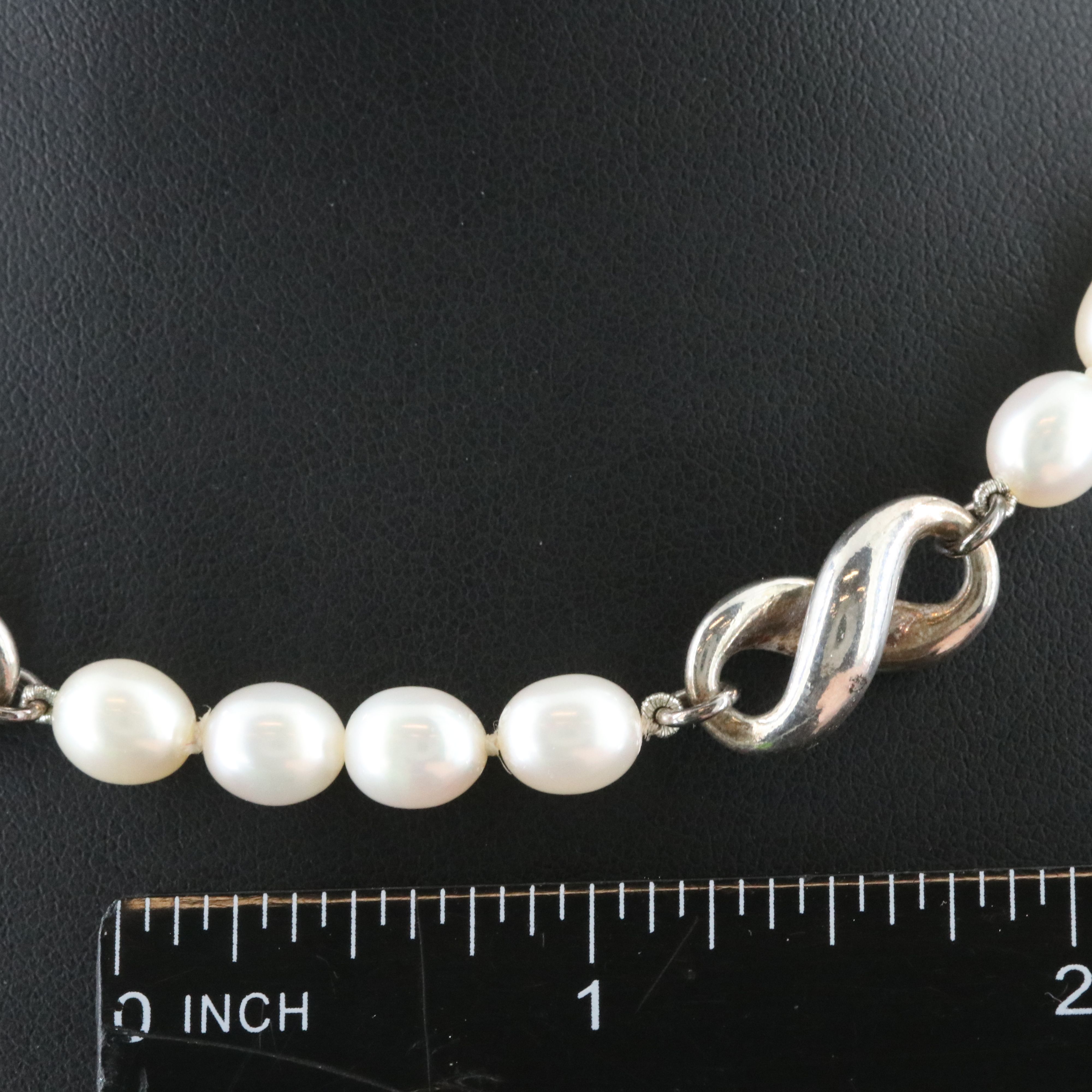 Tiffany & Co. Sterling and Pearl Infinity Station Necklace