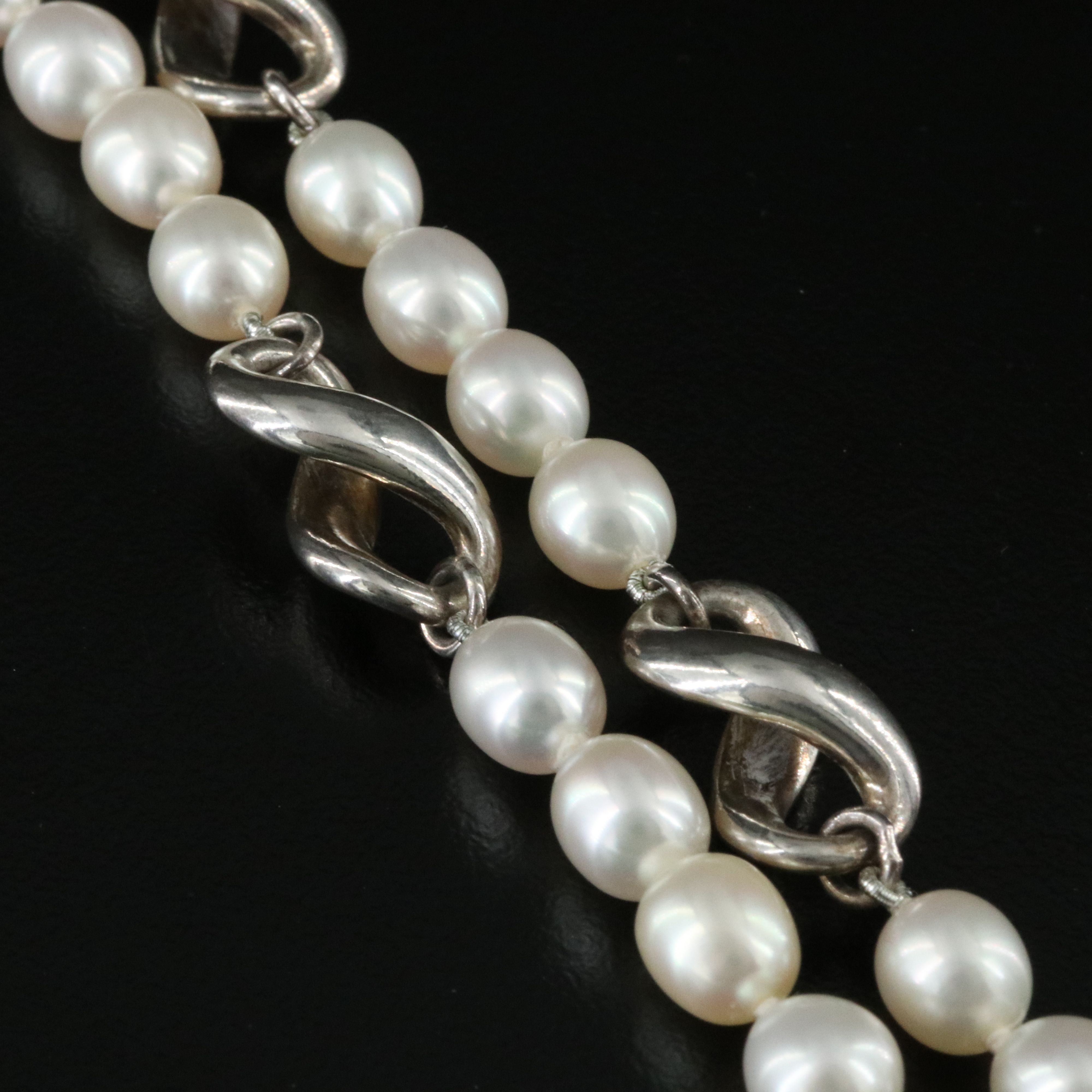 Tiffany & Co. Sterling and Pearl Infinity Station Necklace