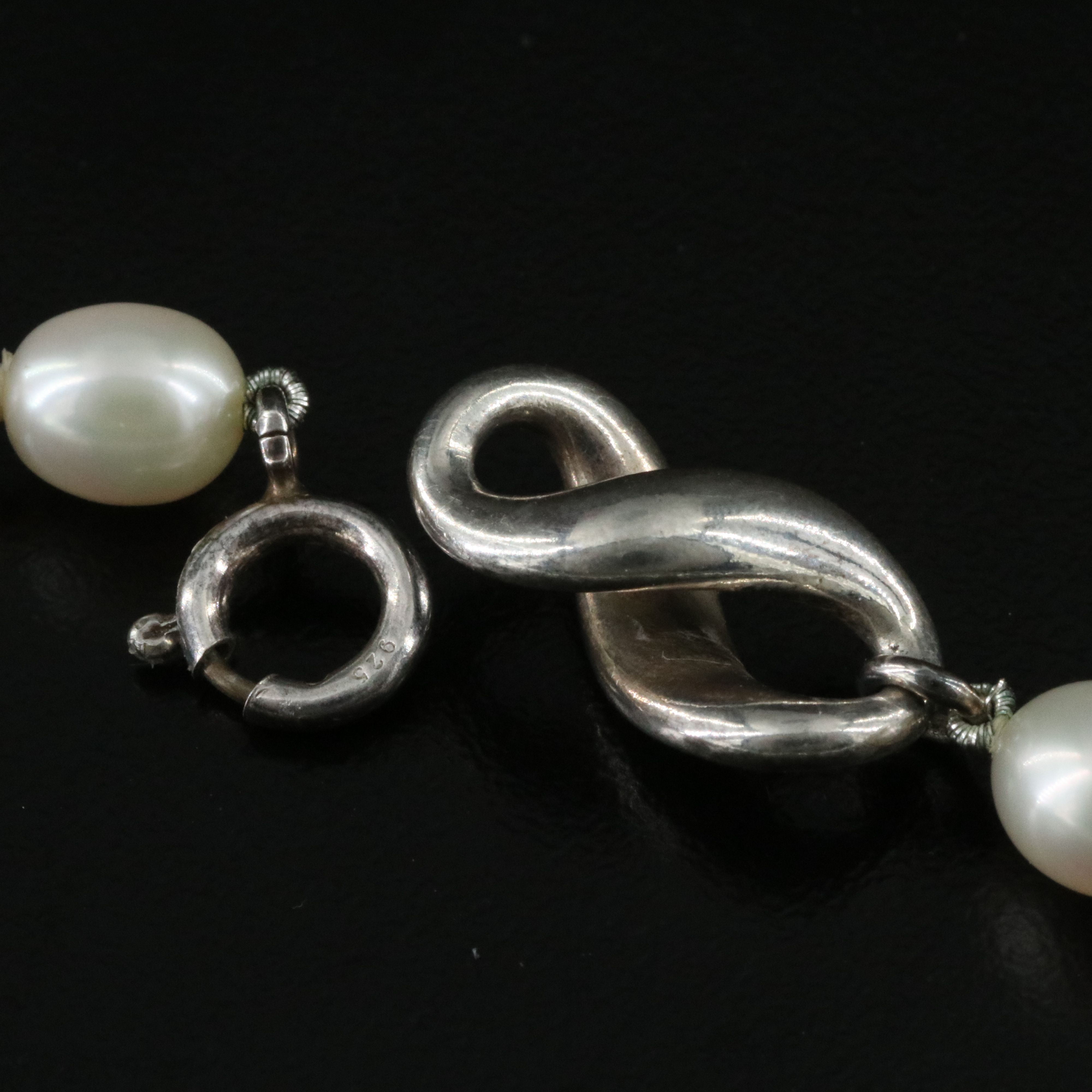 Tiffany & Co. Sterling and Pearl Infinity Station Necklace