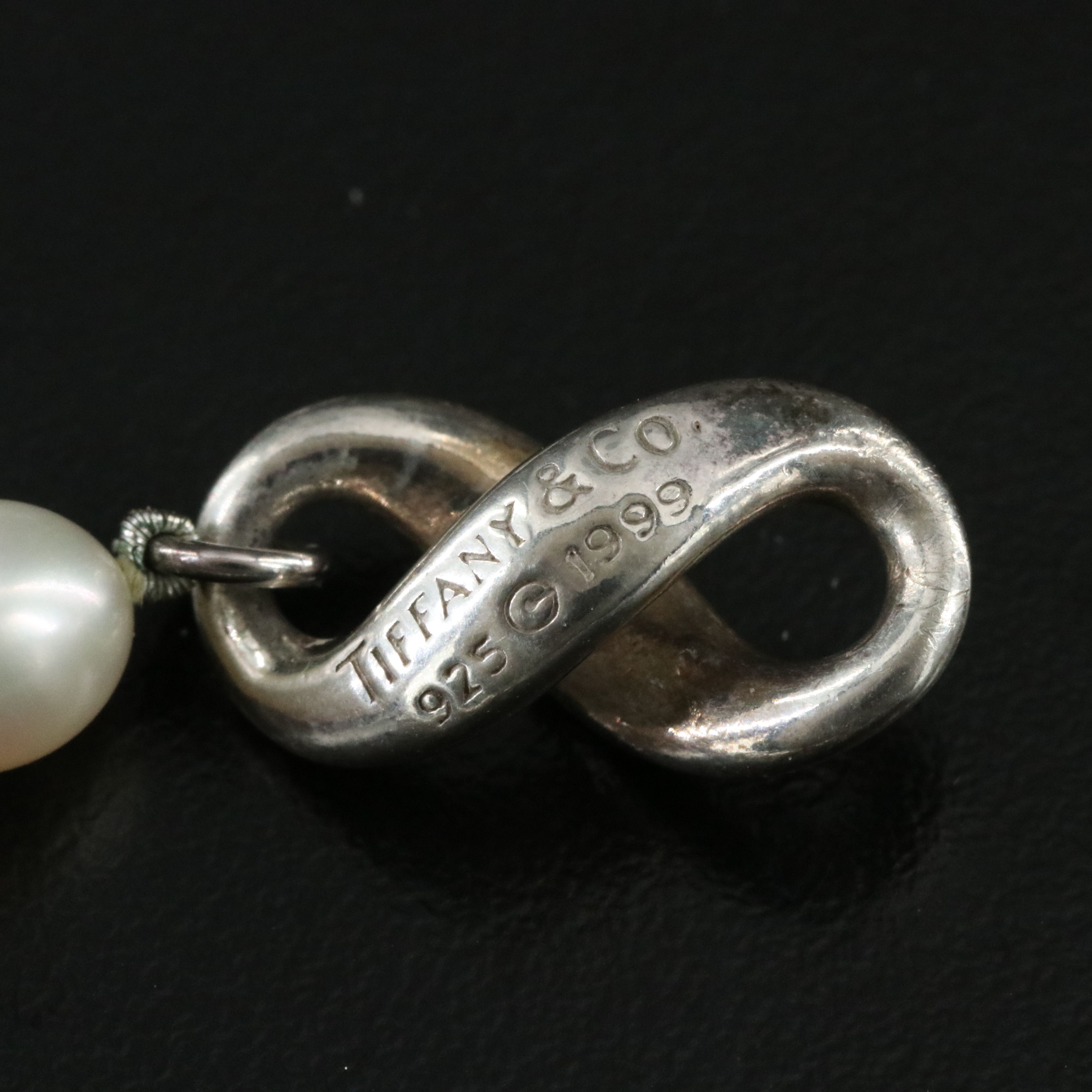 Tiffany & Co. Sterling and Pearl Infinity Station Necklace