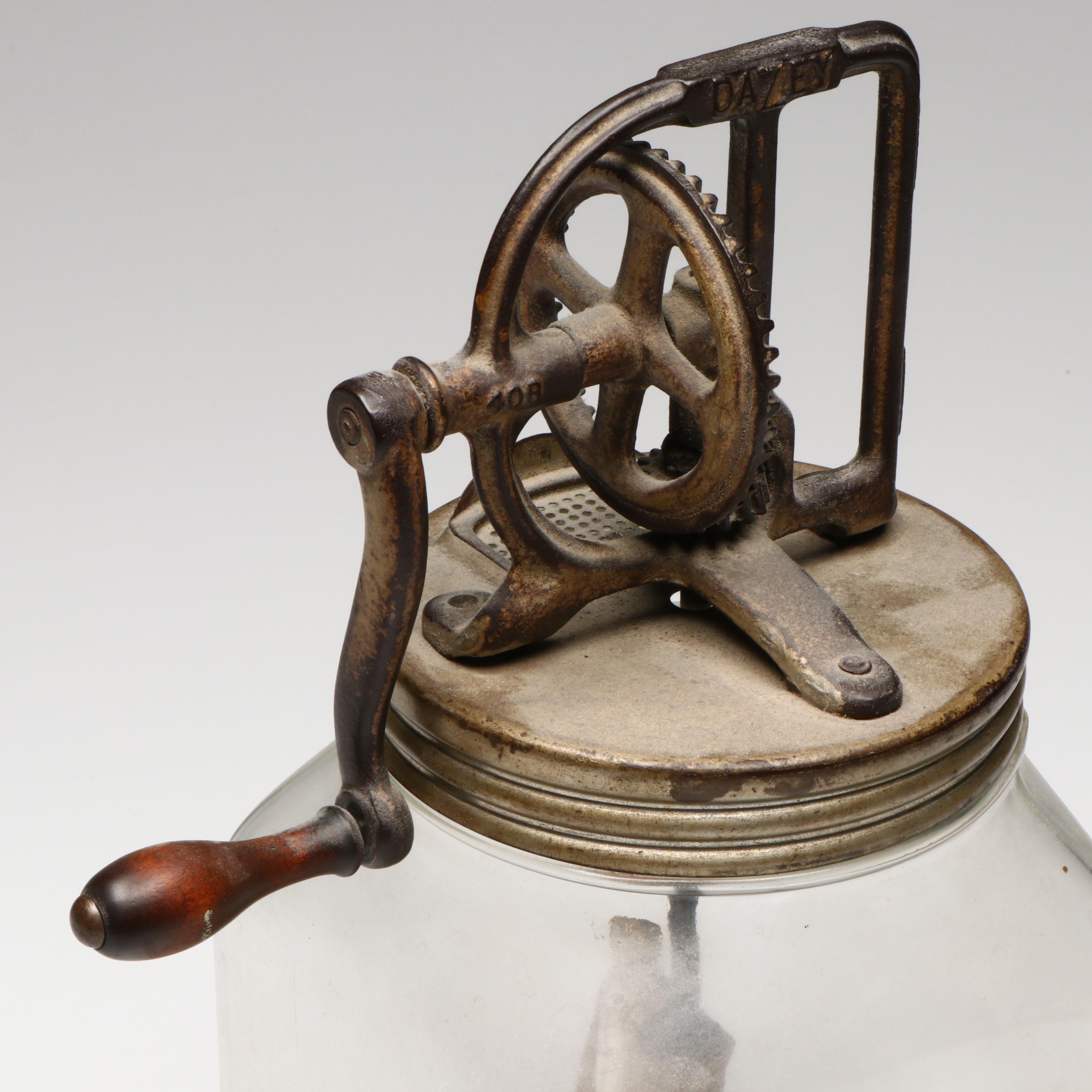Dazey Churn & Mfg. Co. No. 40 Glass and Metal Butter Churn