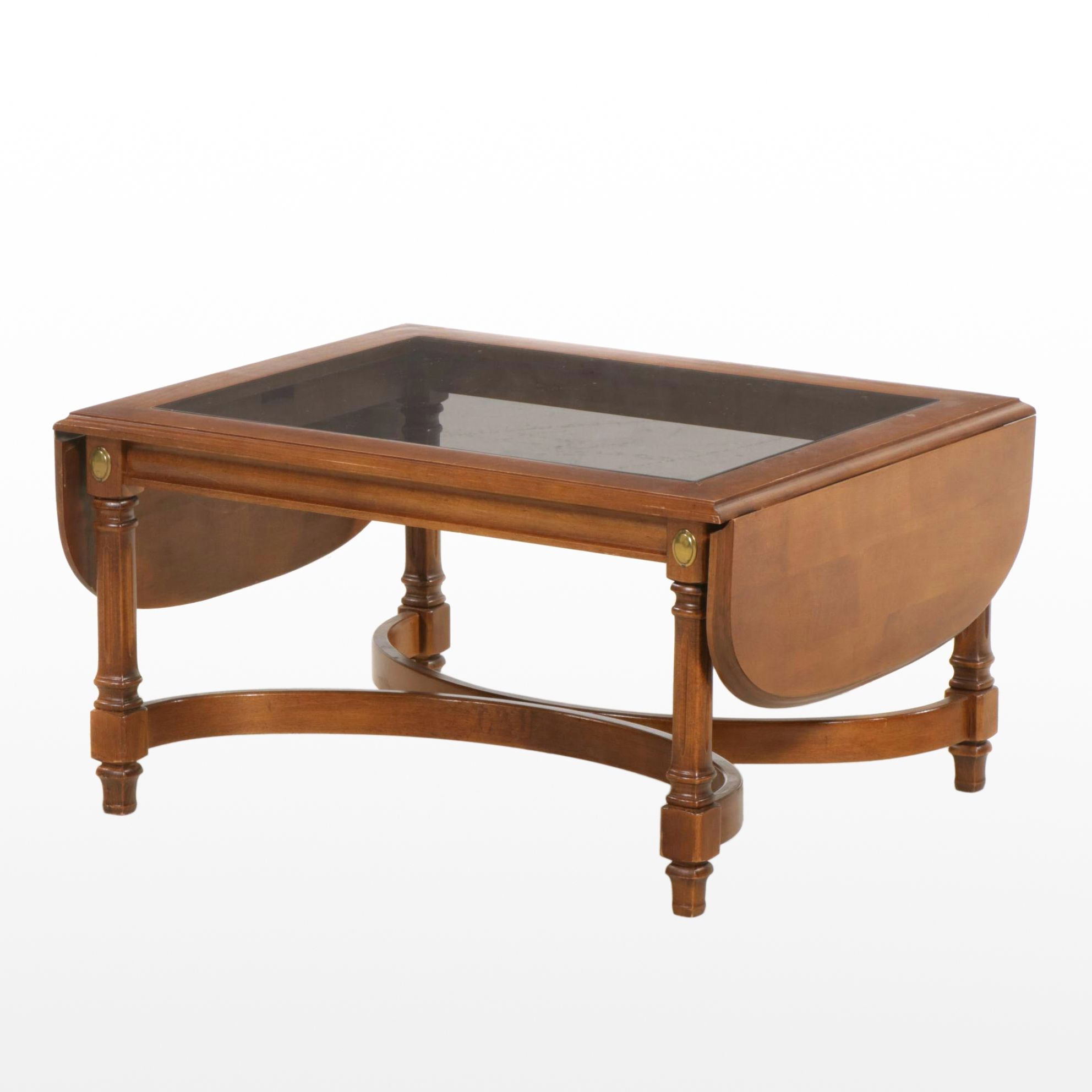 Glass Top Drop Leaf Coffee Table, Late 20th Century