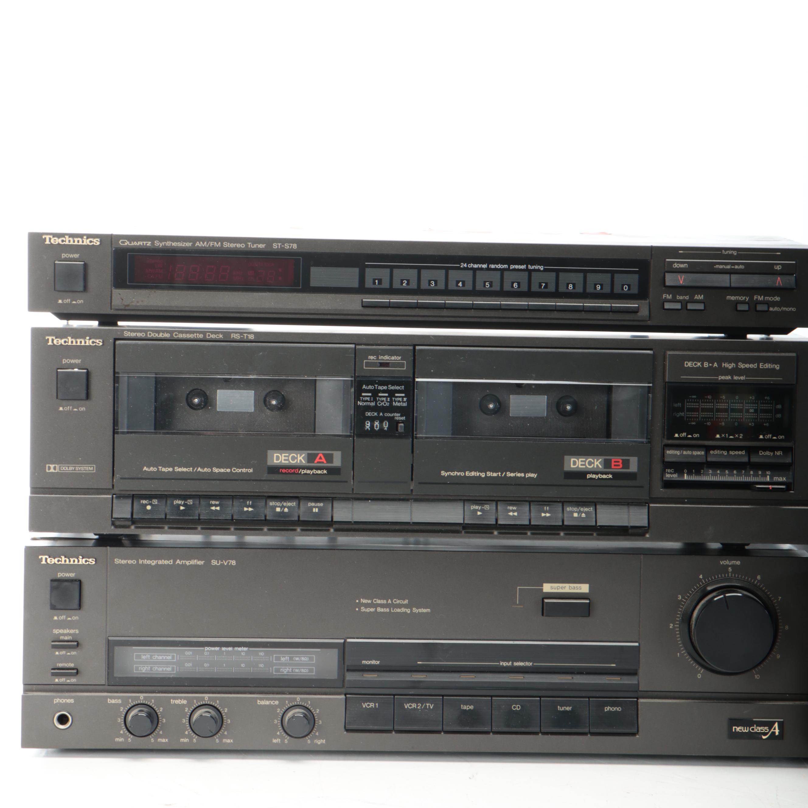 Technics Stereo Amplifier with AM/FM Stereo Tuner, Double Tape Deck, and More