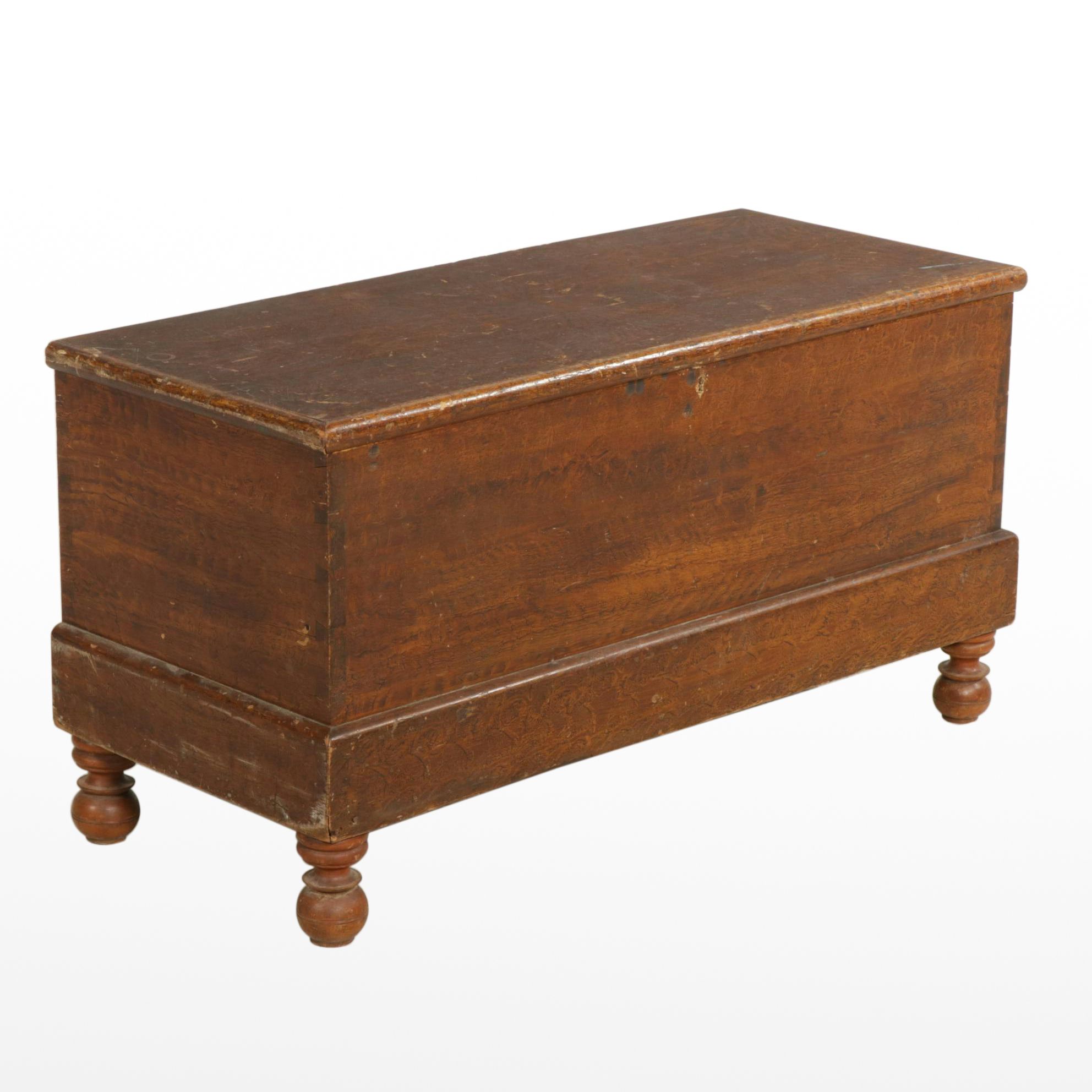 Primitive Sponge Grain Painted Six-Board Blanket Chest, 19th Century