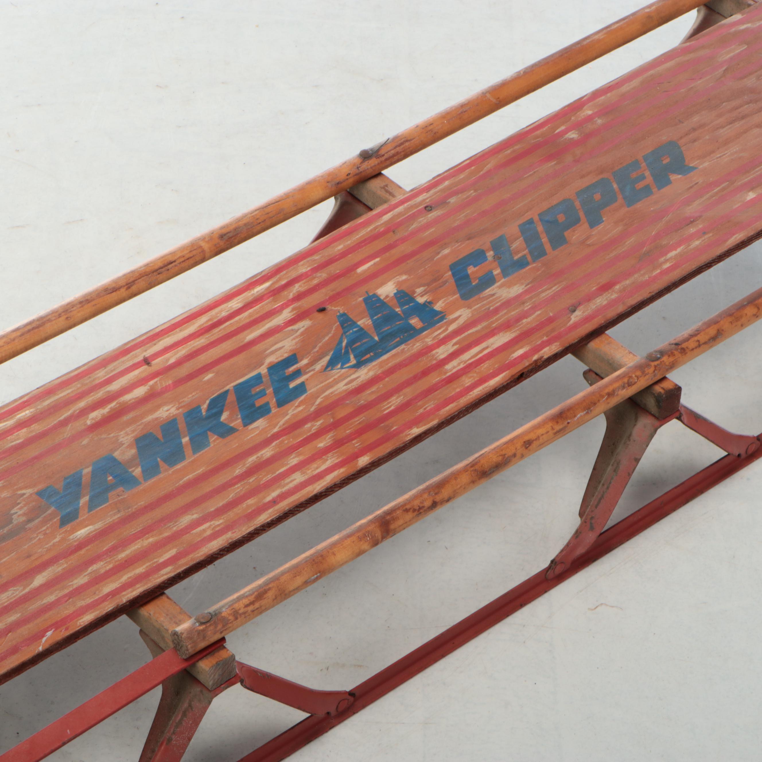 Yankee Clipper Wood and Metal Sled, Mid-20th Century