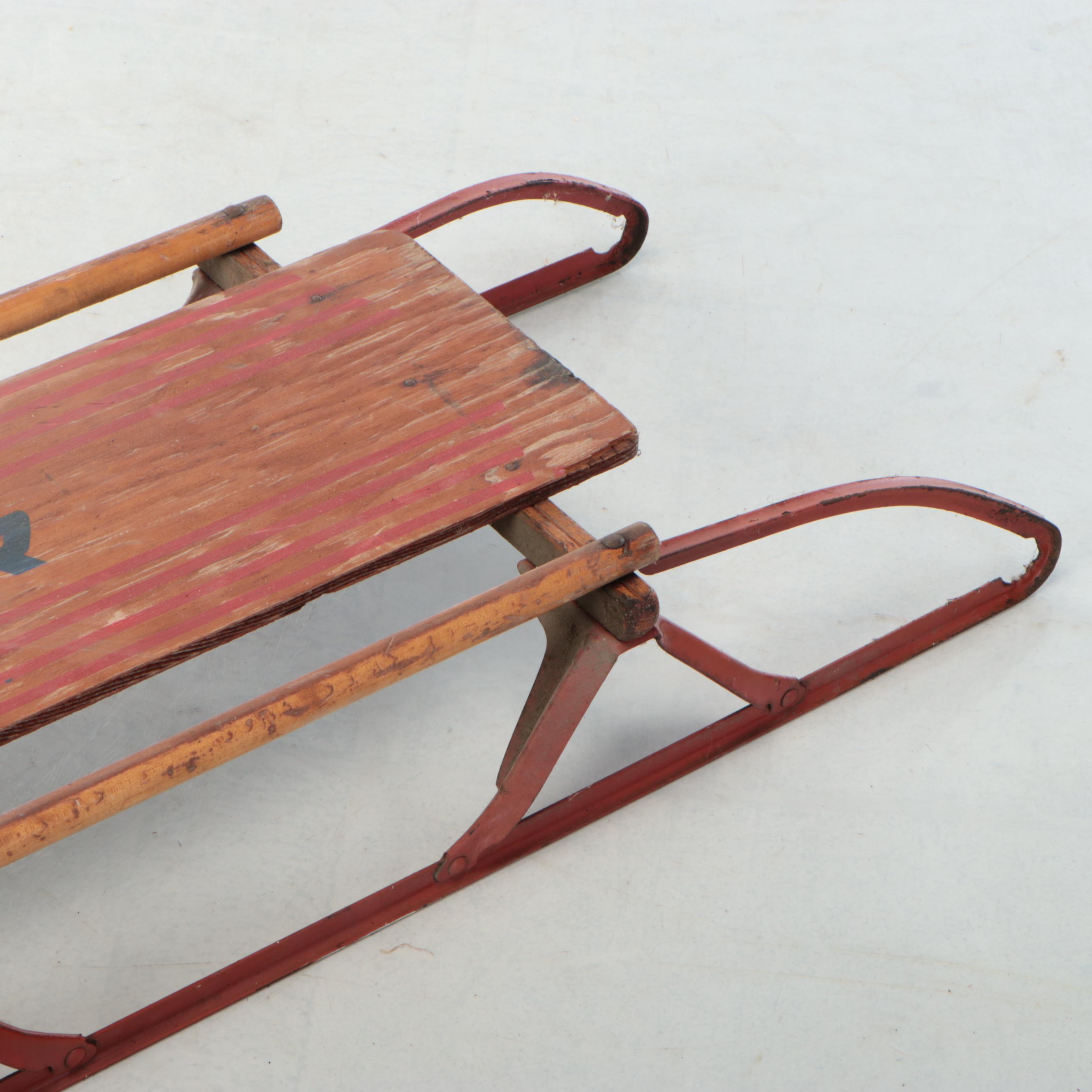 Yankee Clipper Wood and Metal Sled, Mid-20th Century