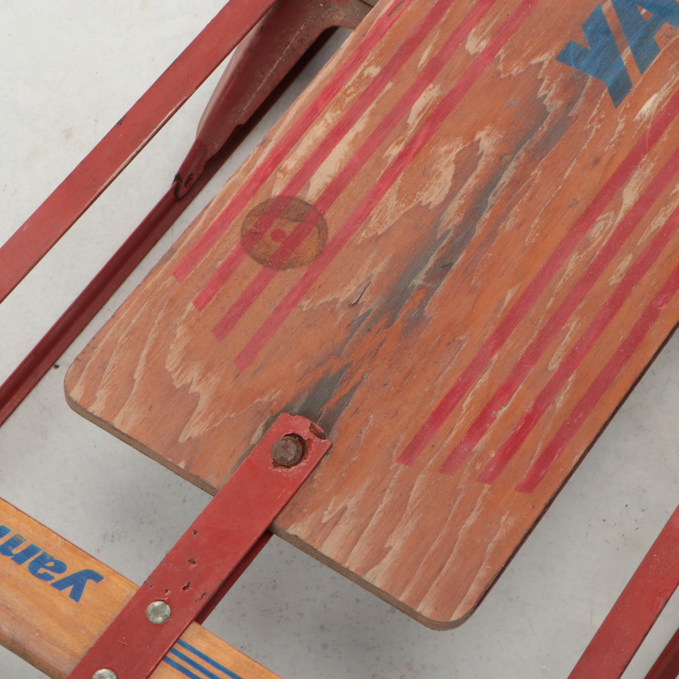 Yankee Clipper Wood and Metal Sled, Mid-20th Century