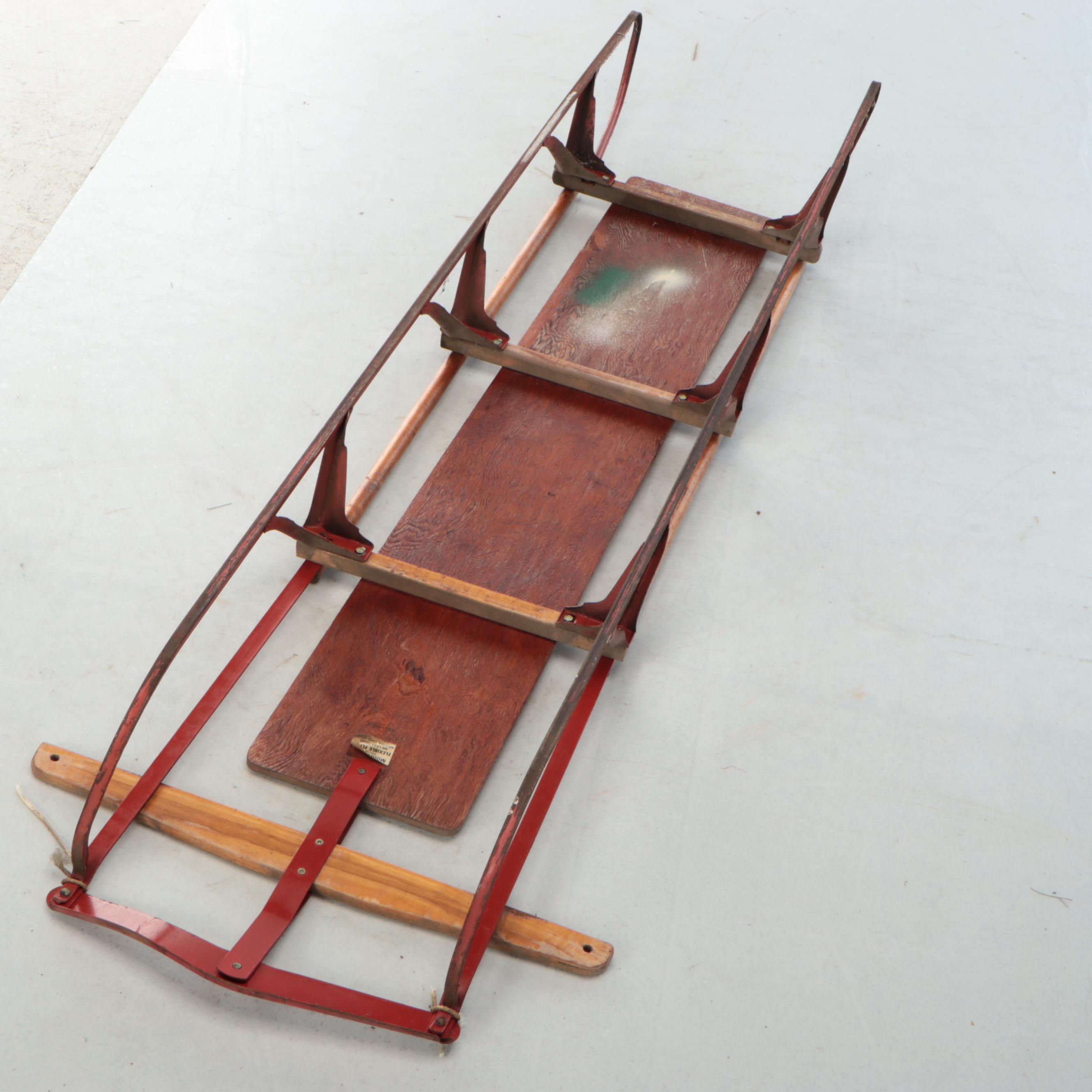 Yankee Clipper Wood and Metal Sled, Mid-20th Century