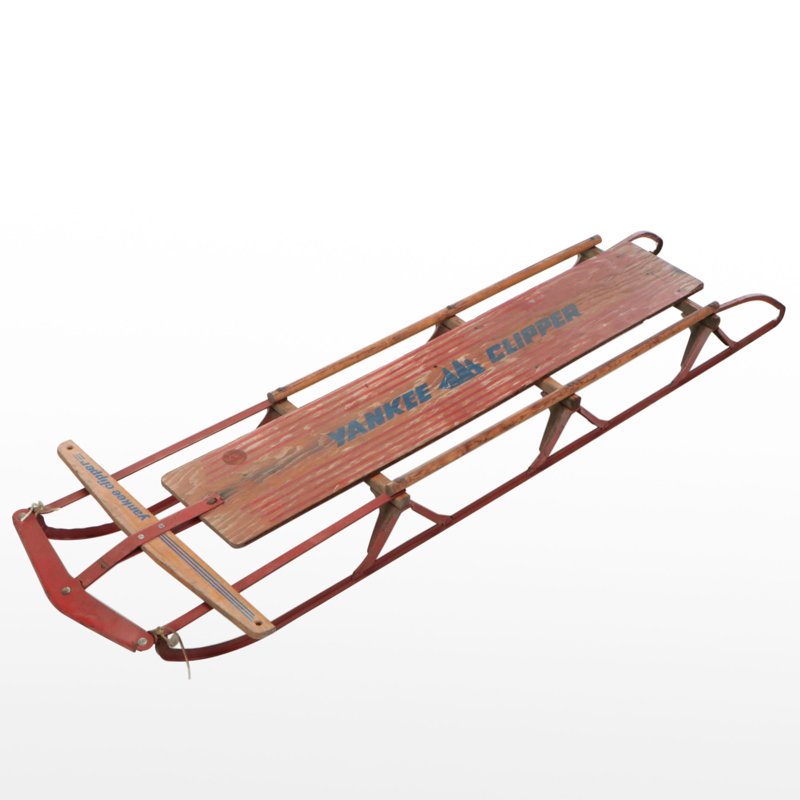 Yankee Clipper Wood and Metal Sled, Mid-20th Century