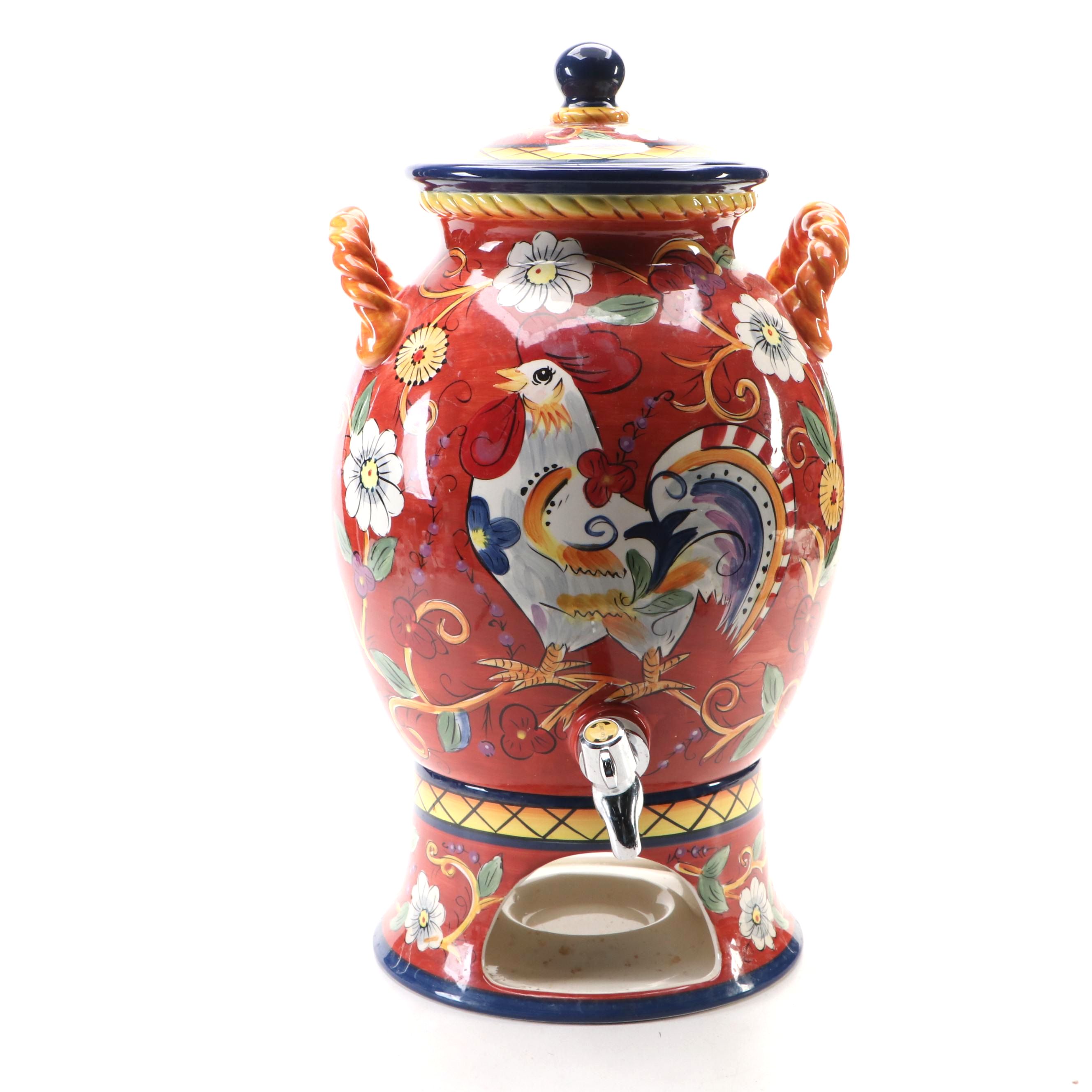 Tabletops Gallery "Florence" Hand-Painted Ceramic Drink Dispenser