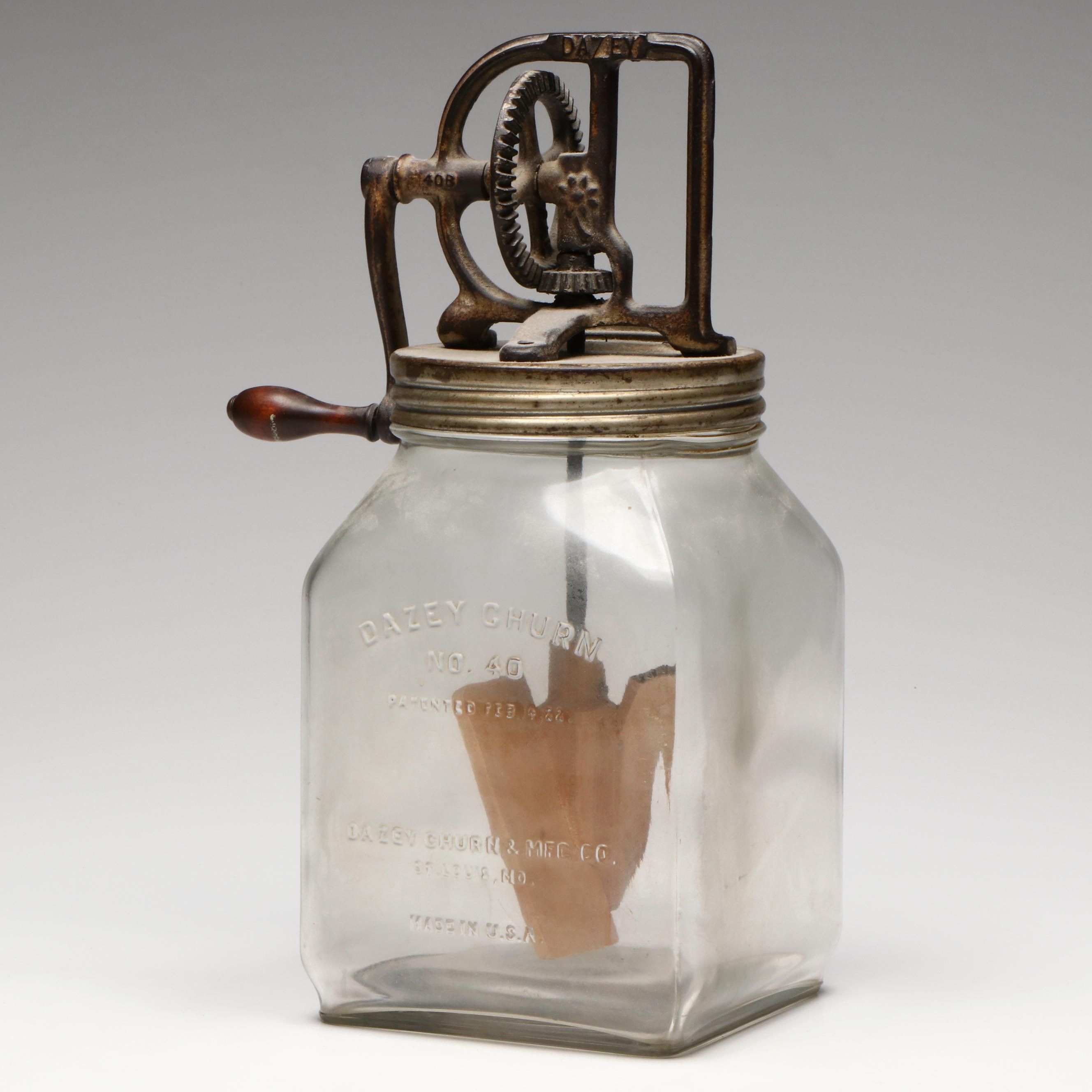 Dazey Churn & Mfg. Co. No. 40 Glass and Metal Butter Churn