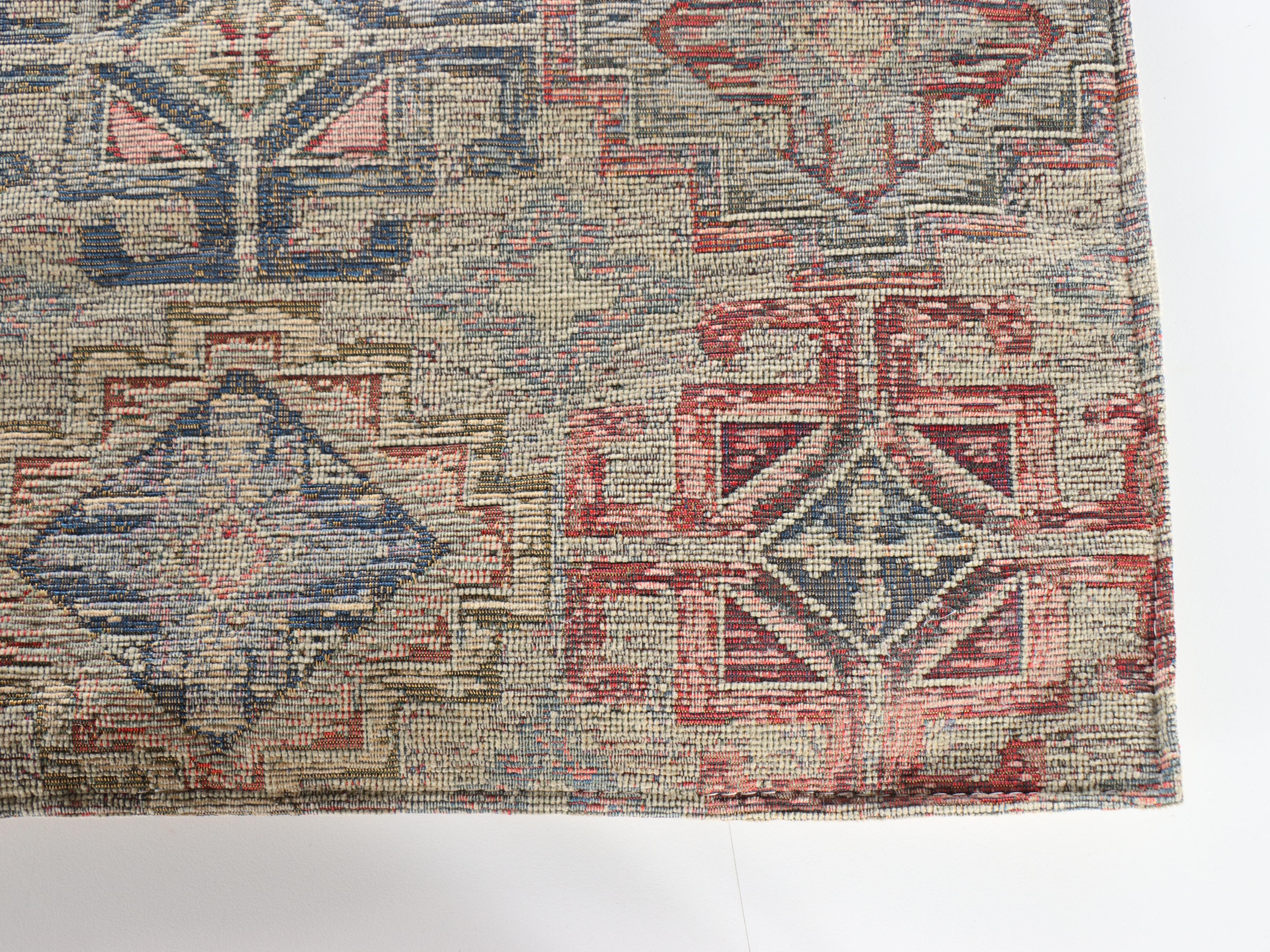 Contemporary Jacquard Woven Geometric Panel with Hanging Rod