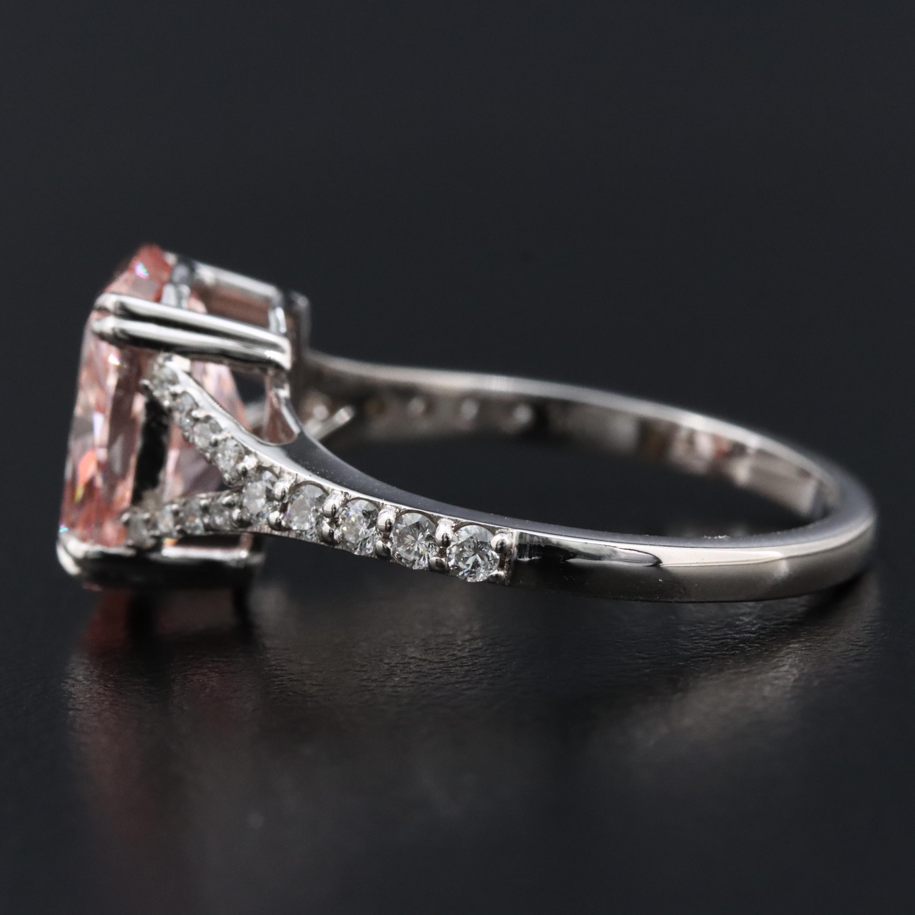 14K 3.35 CTW Lab Grown Diamond Ring with Fancy Pink Center and IGI Report