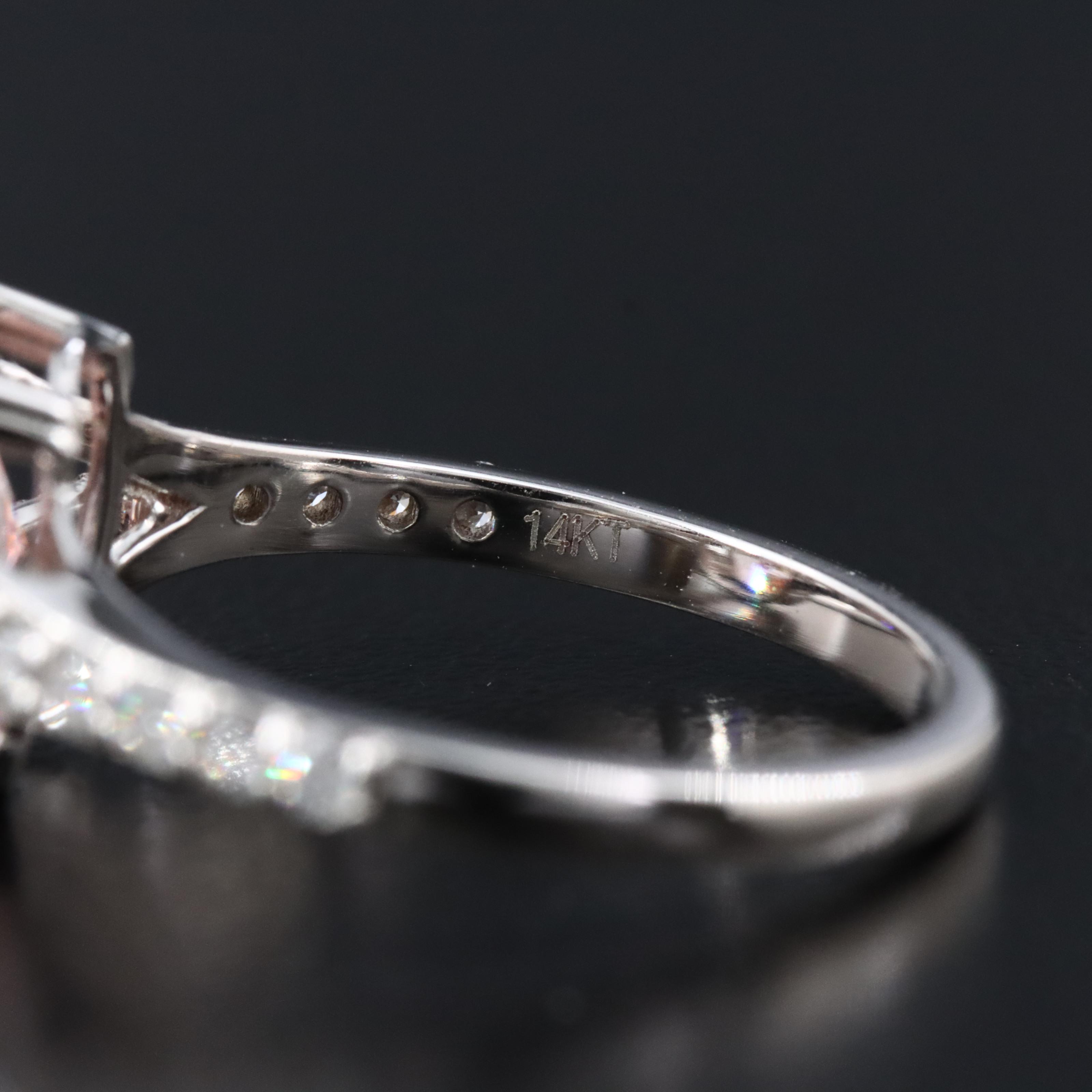 14K 3.35 CTW Lab Grown Diamond Ring with Fancy Pink Center and IGI Report