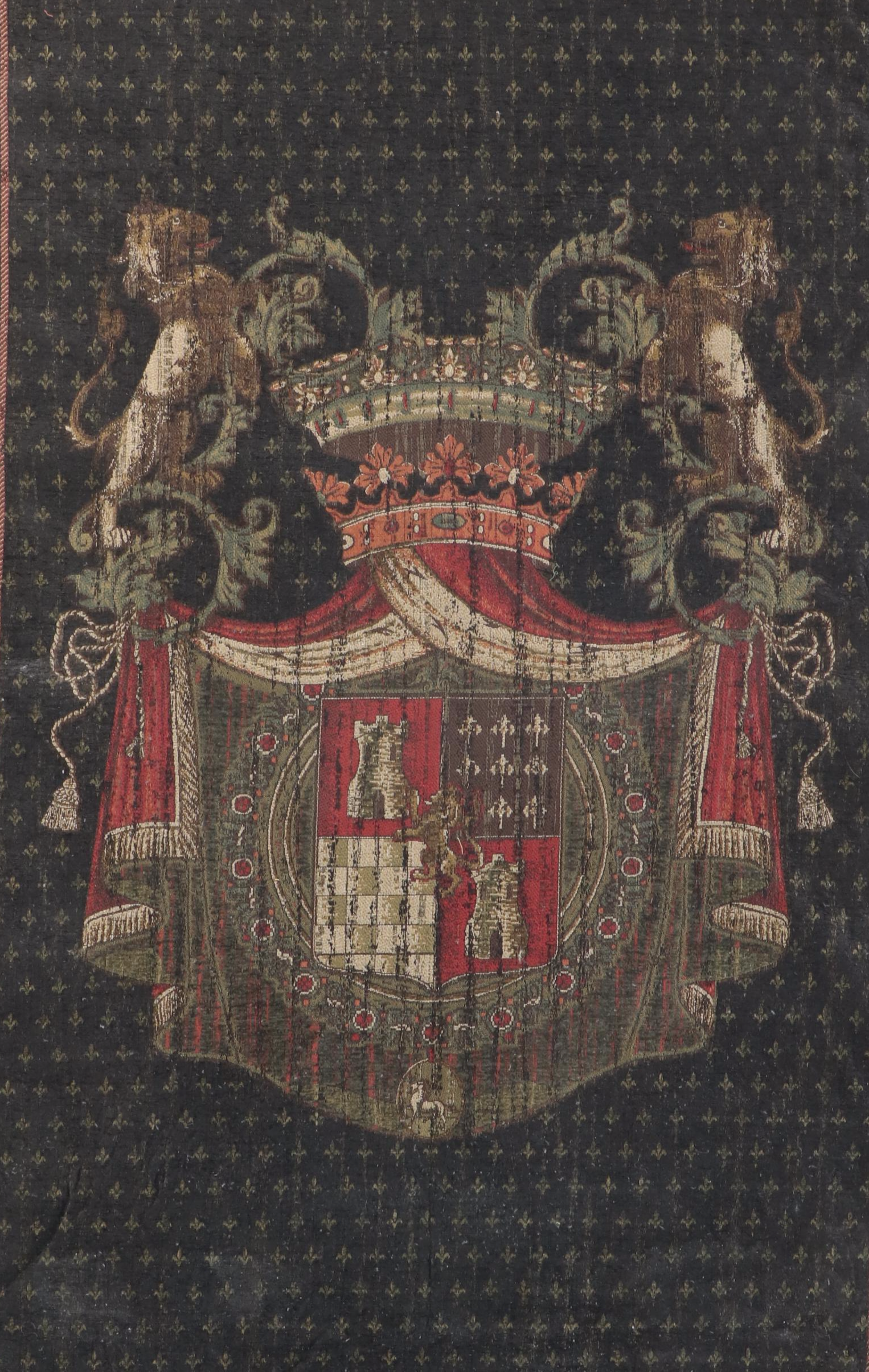 Tuscany Interiors Tapestry Heraldic Crest Panel with Hanging Rod