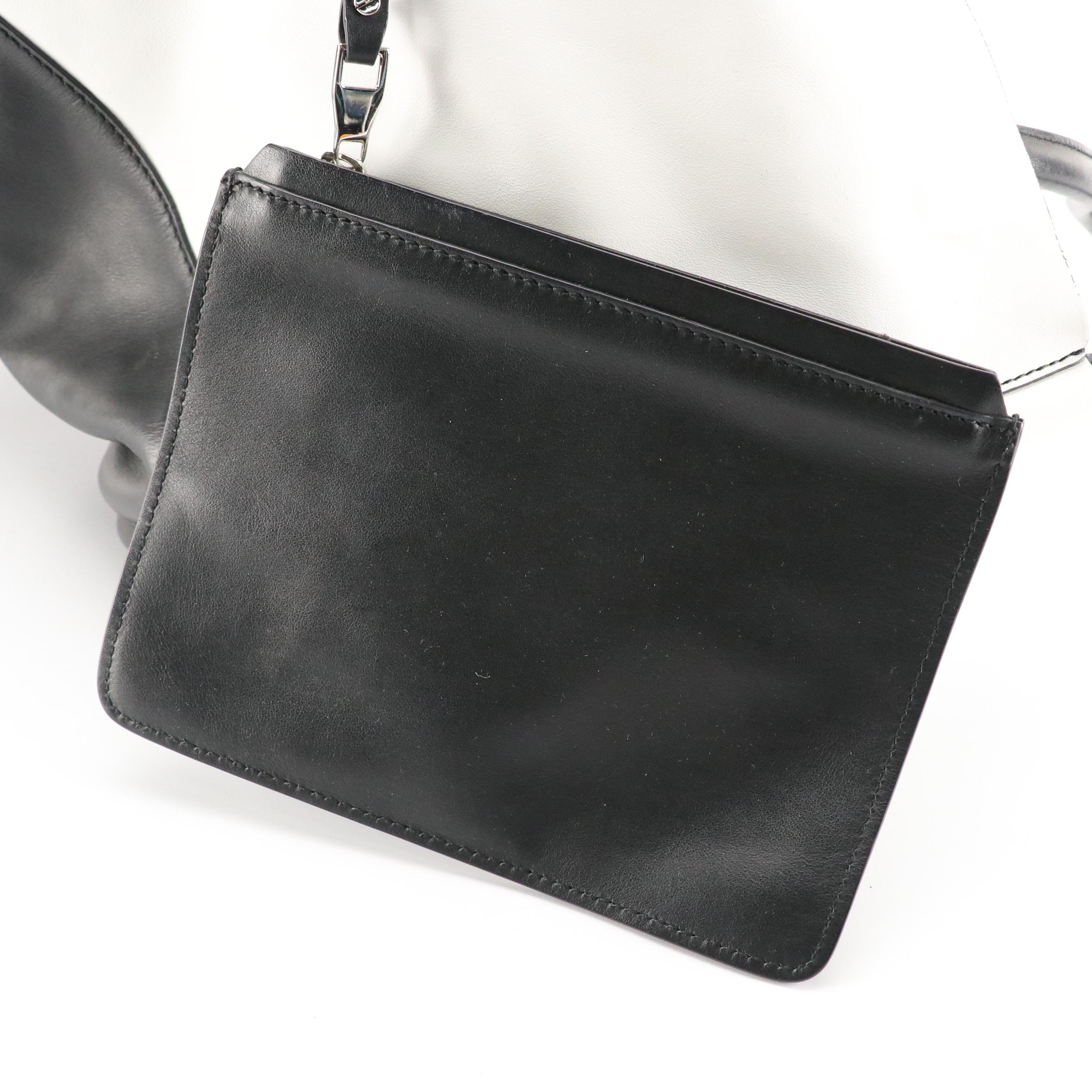 Proenza Schouler XL Ruched Tote in Black and Optic White Calfskin Leather