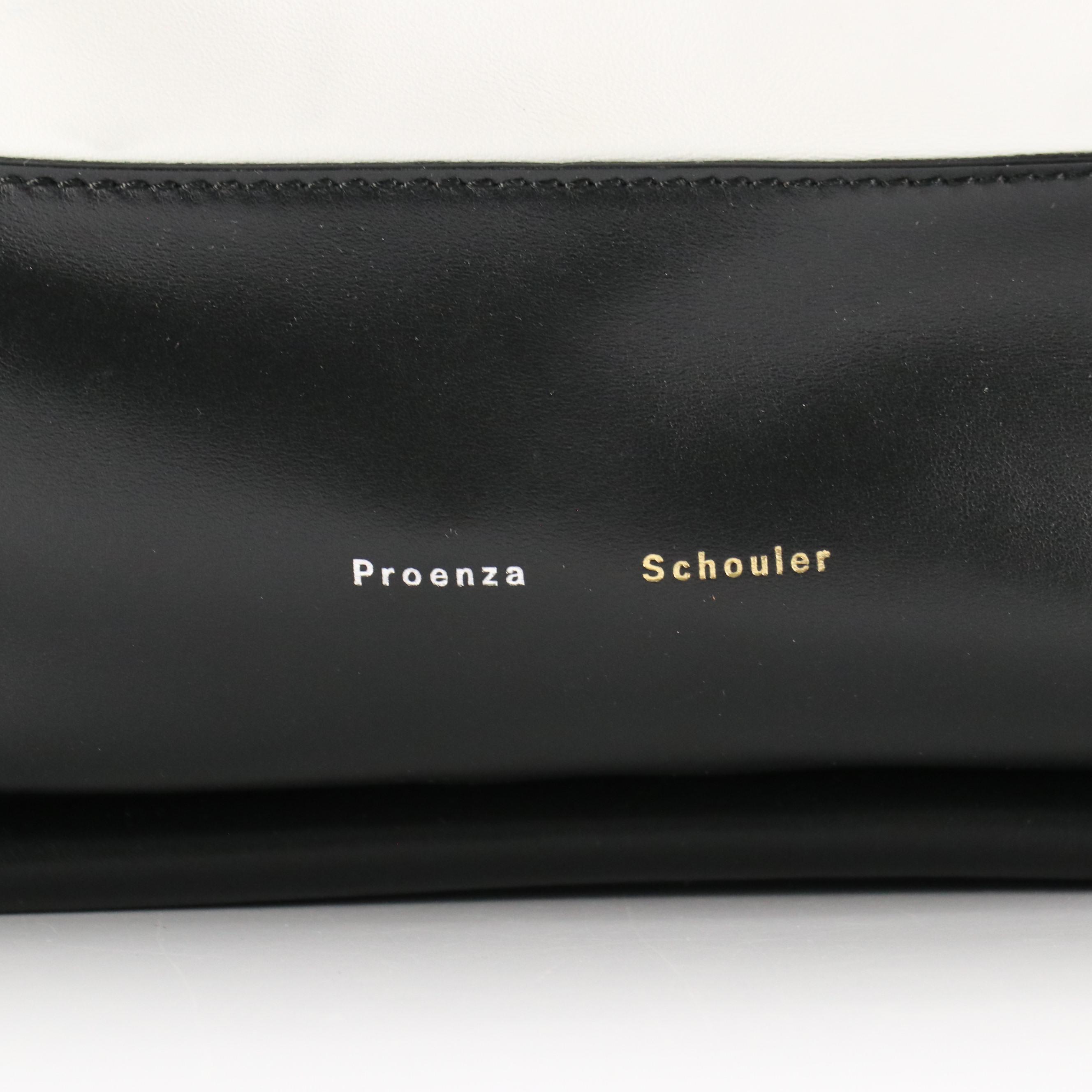 Proenza Schouler XL Ruched Tote in Black and Optic White Calfskin Leather