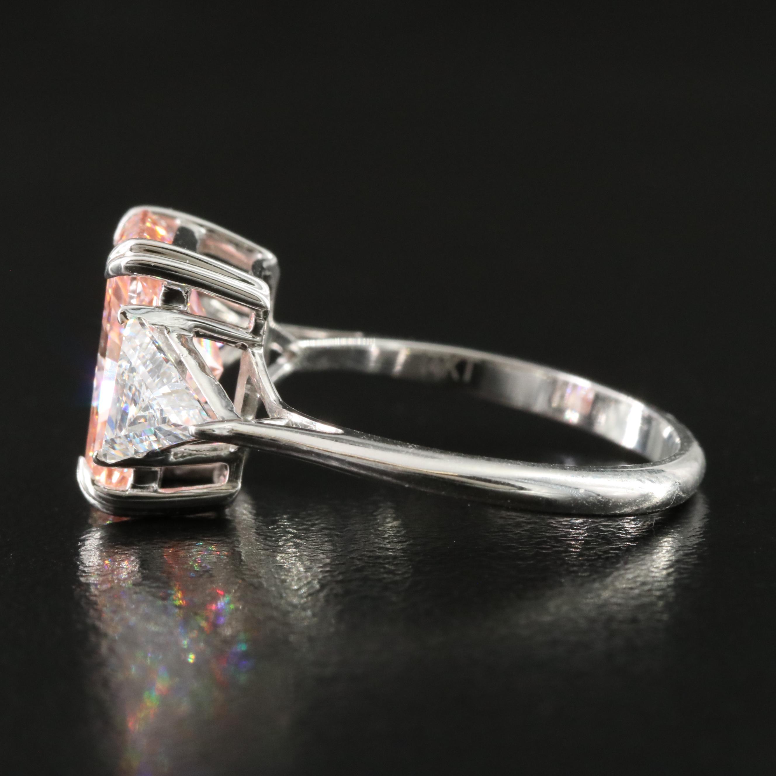 14K 4.21 CTW Lab Grown Diamond Ring with Fancy Pink Center and IGI Report