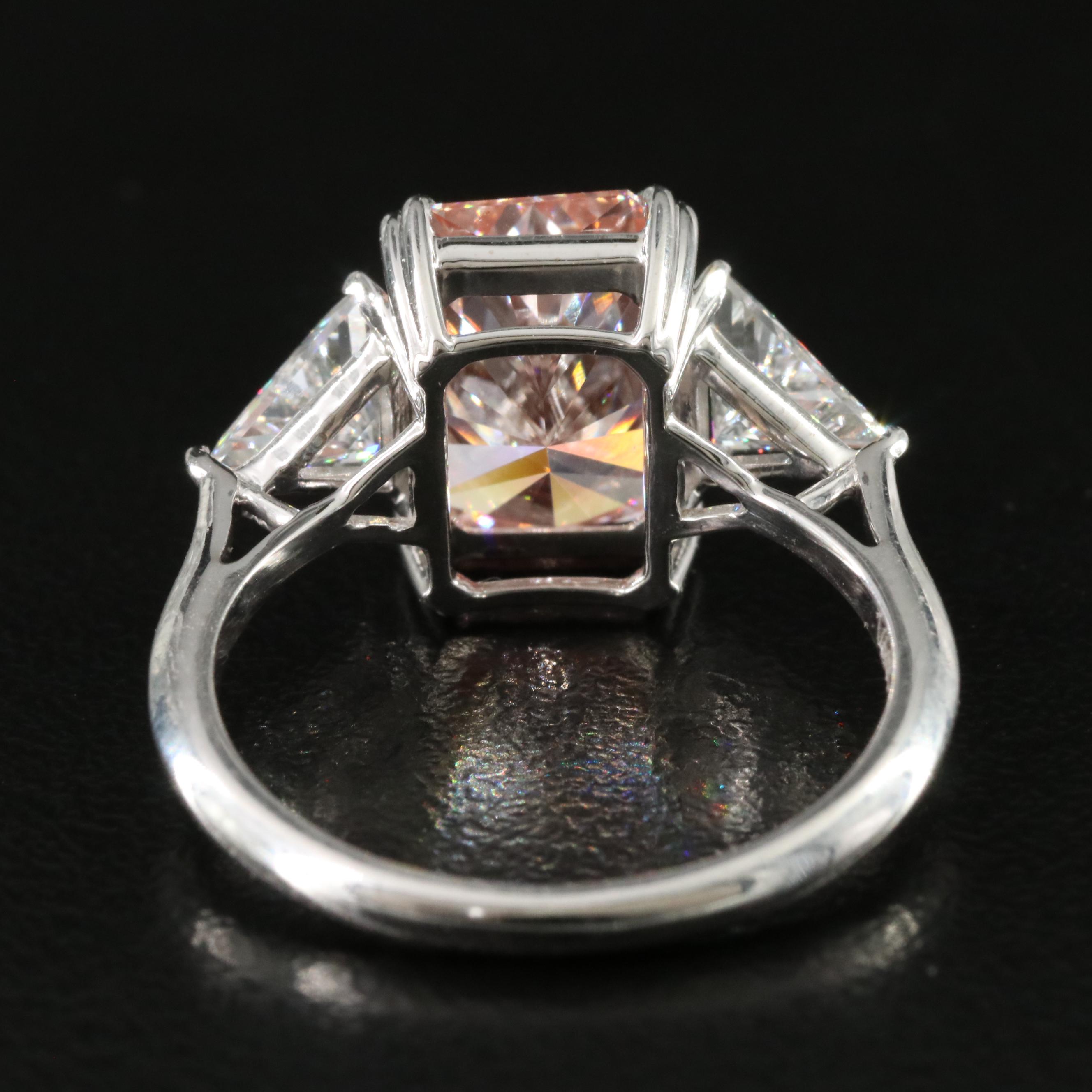 14K 4.21 CTW Lab Grown Diamond Ring with Fancy Pink Center and IGI Report