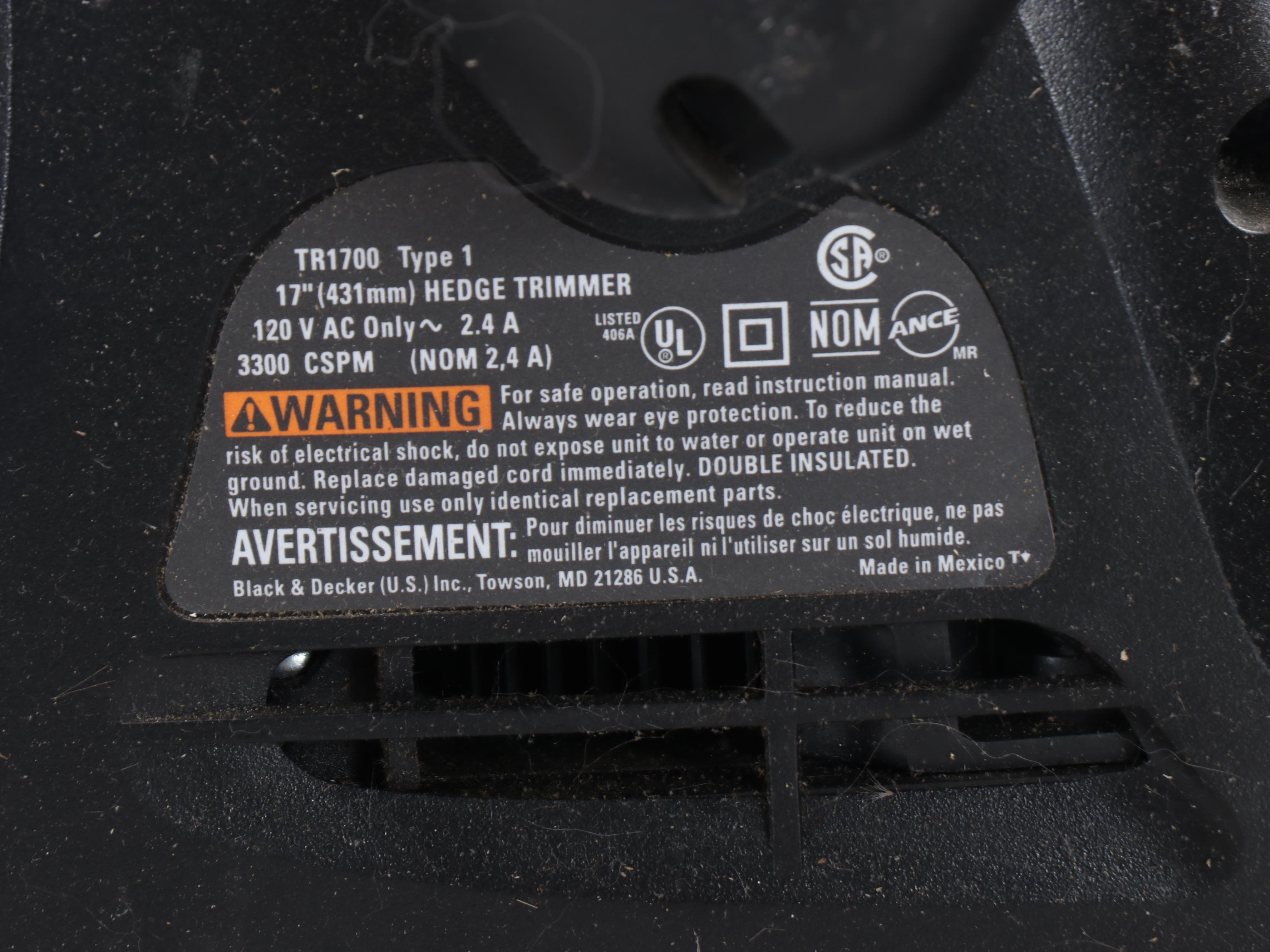 Central Pneumatic Air Compressor, Echo Chainsaw, Black+Decker Hedge Trimmer