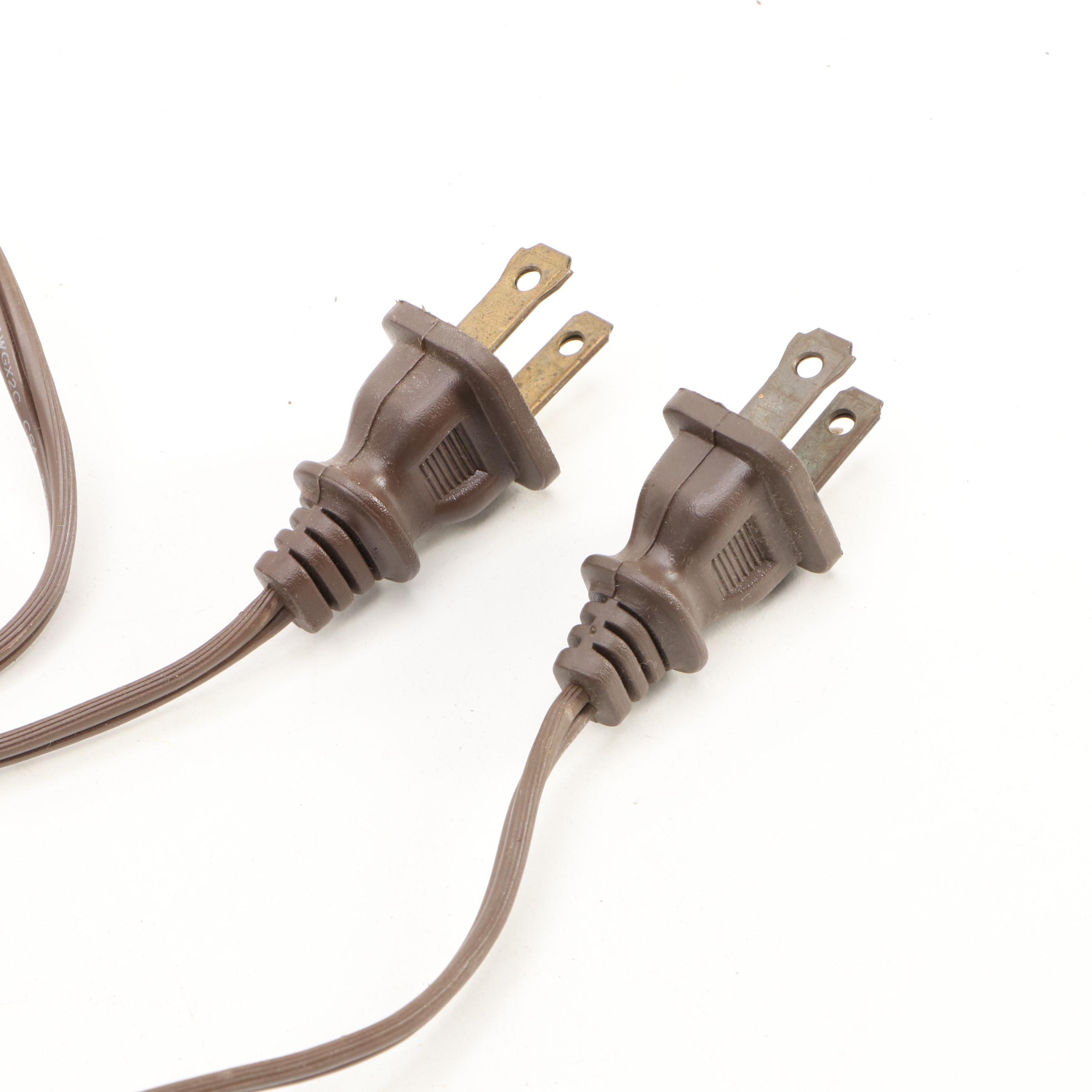 Spelter and Blue Slag Glass Panel Accent Lamp Pair, Mid to Late 20th Century