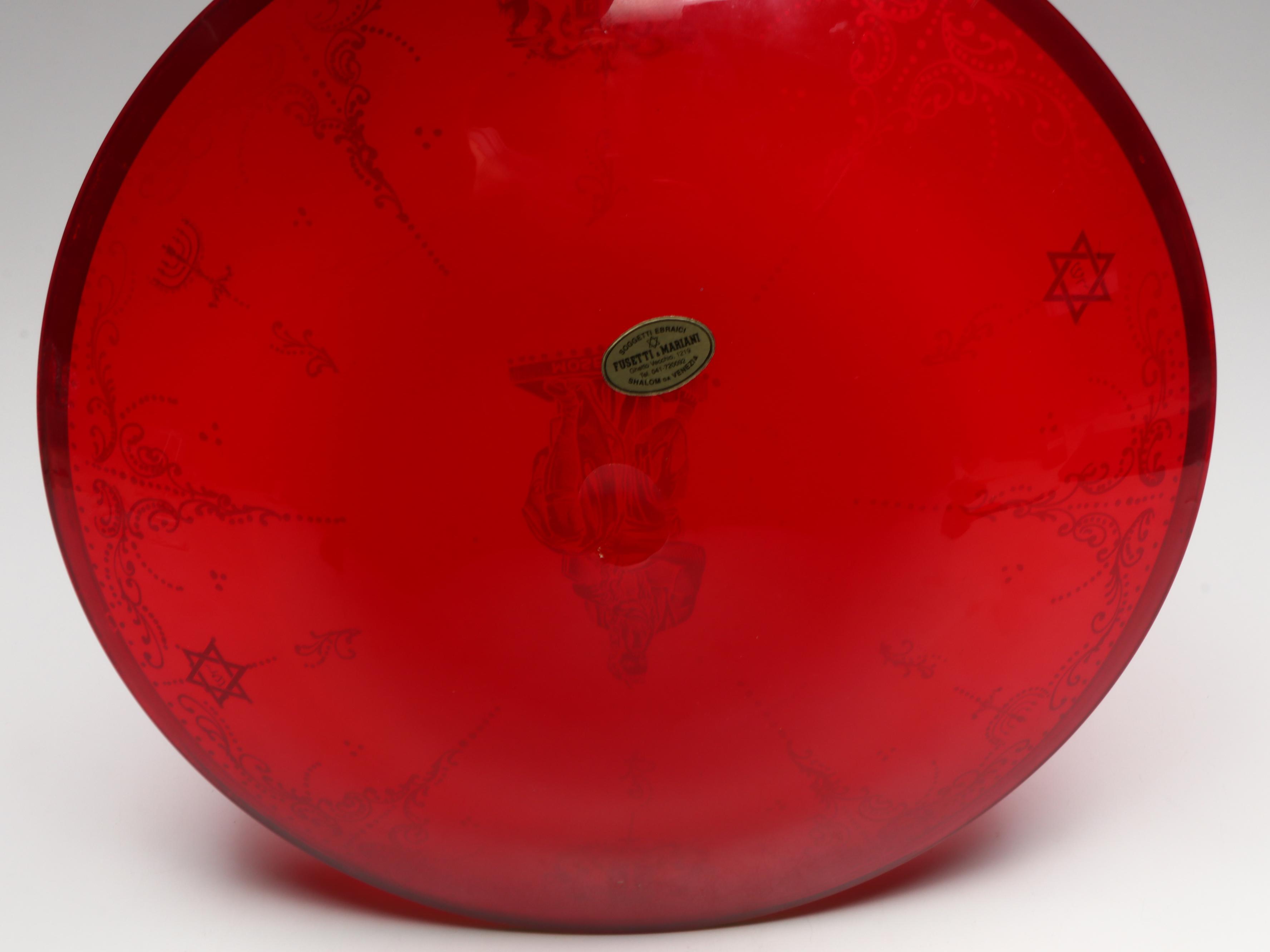 Fusetti & Mariani Gilt Rimmed Venetian Glass Charger "Mosè"