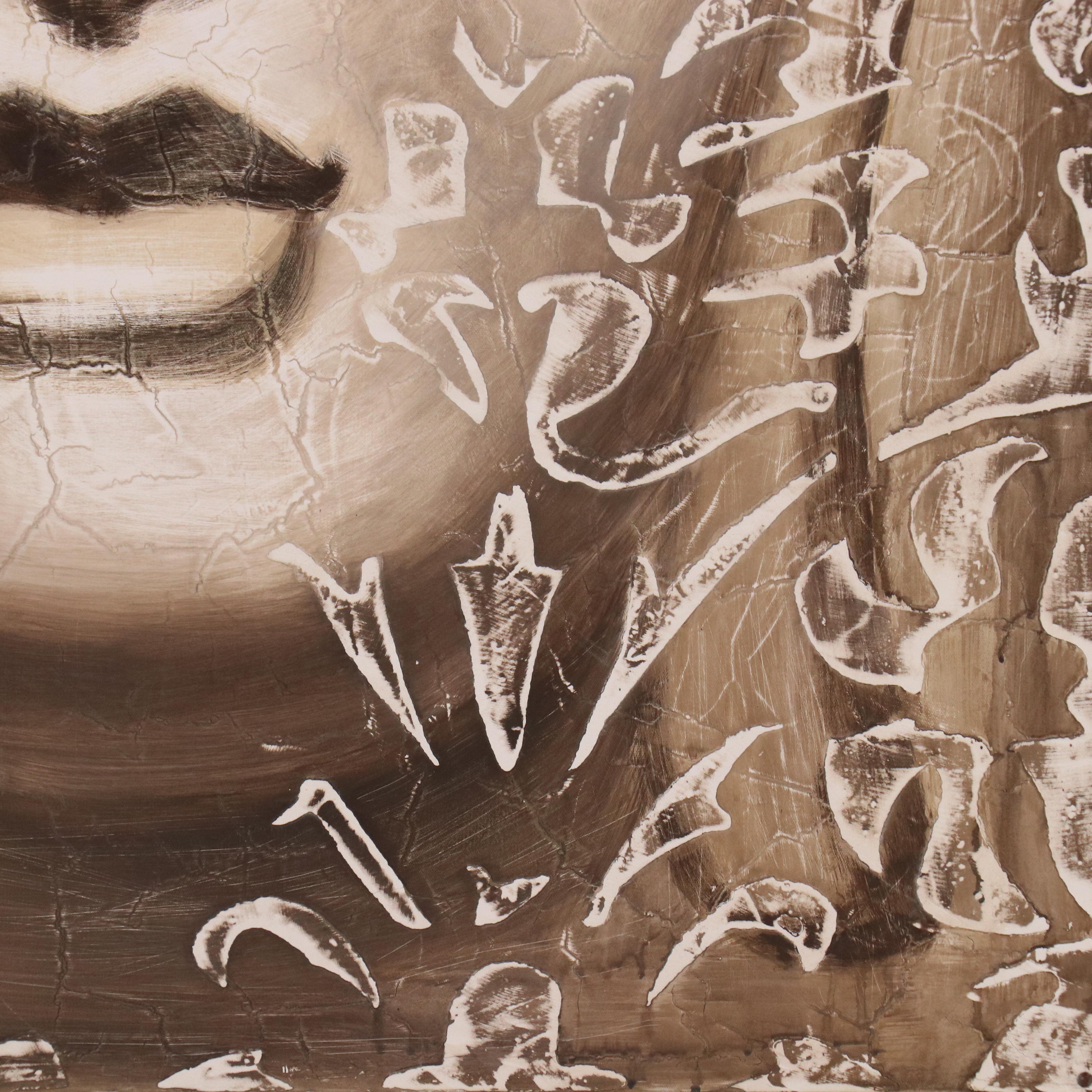 Textured Mixed Media Painting of Buddha, 21st Century