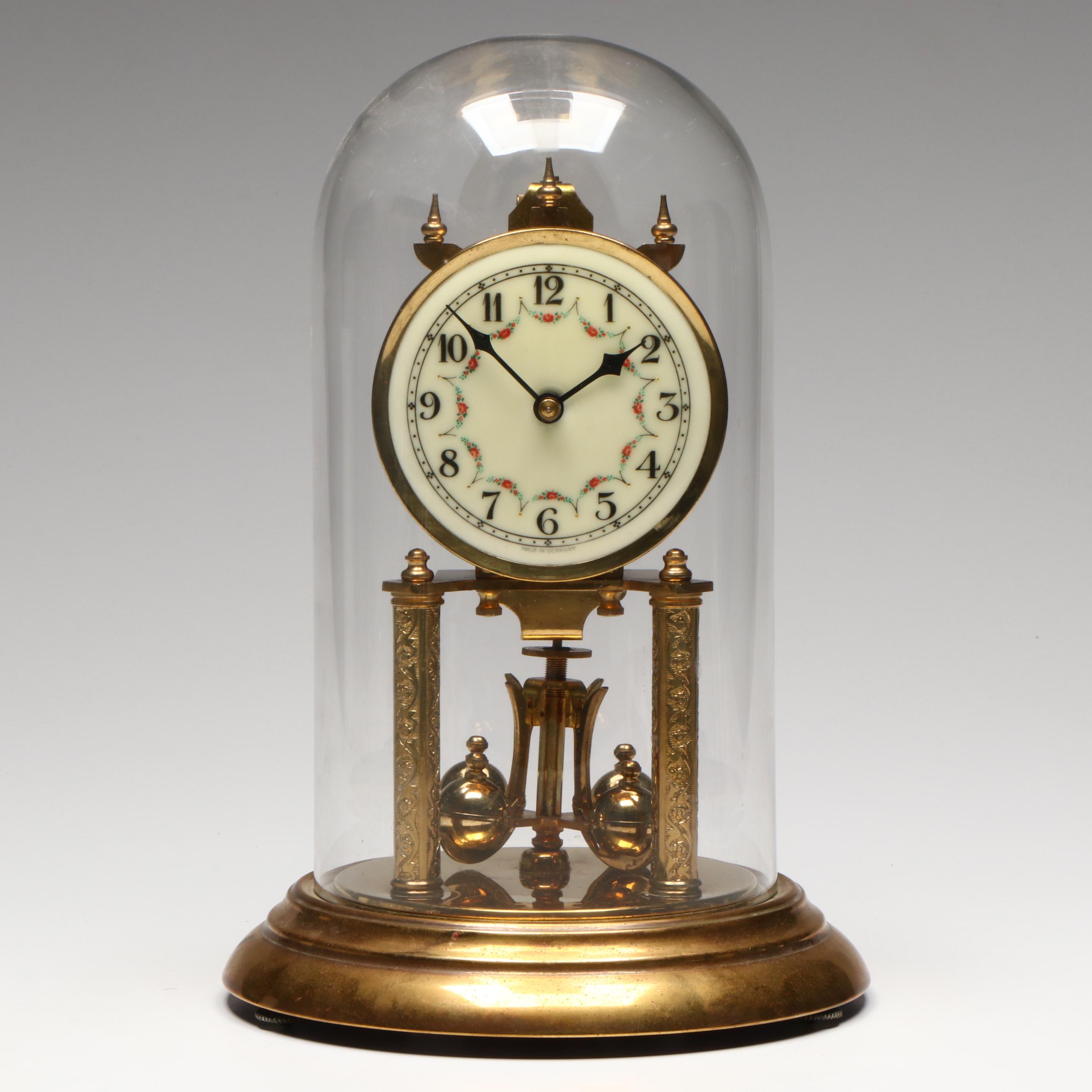 Welby Corporation Anniversary Mantel Clock in Glass Dome, Mid-20th Century