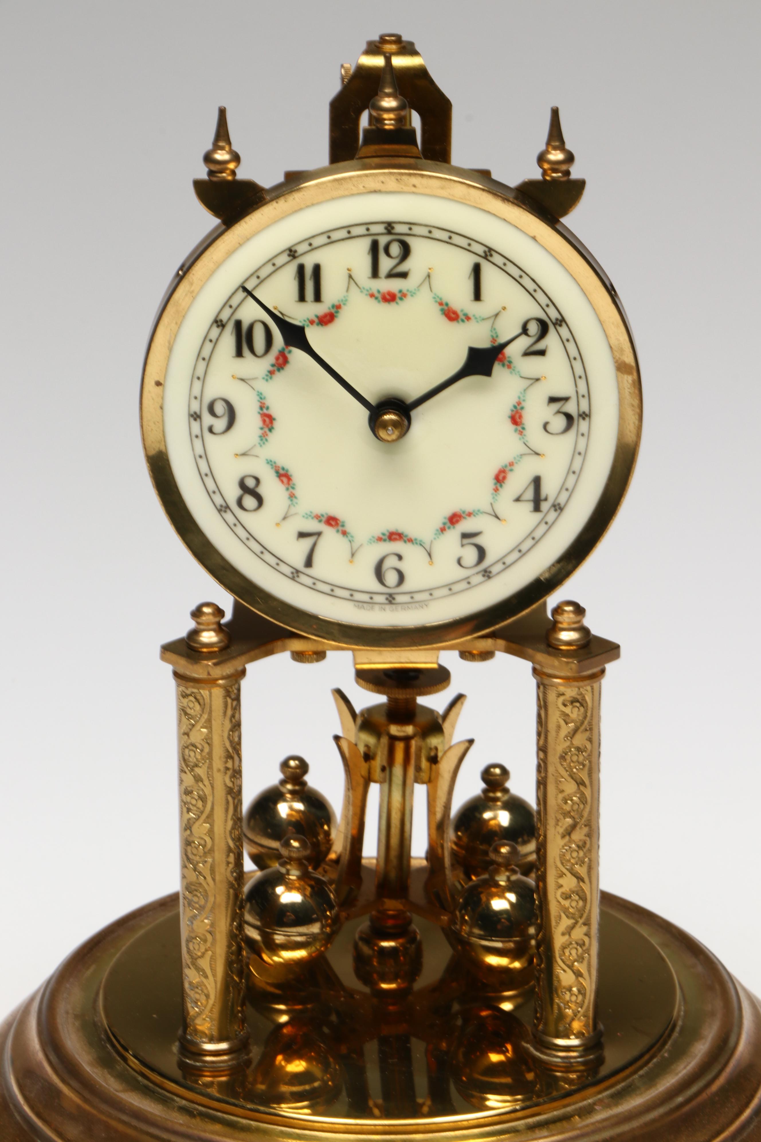Welby Corporation Anniversary Mantel Clock in Glass Dome, Mid-20th Century