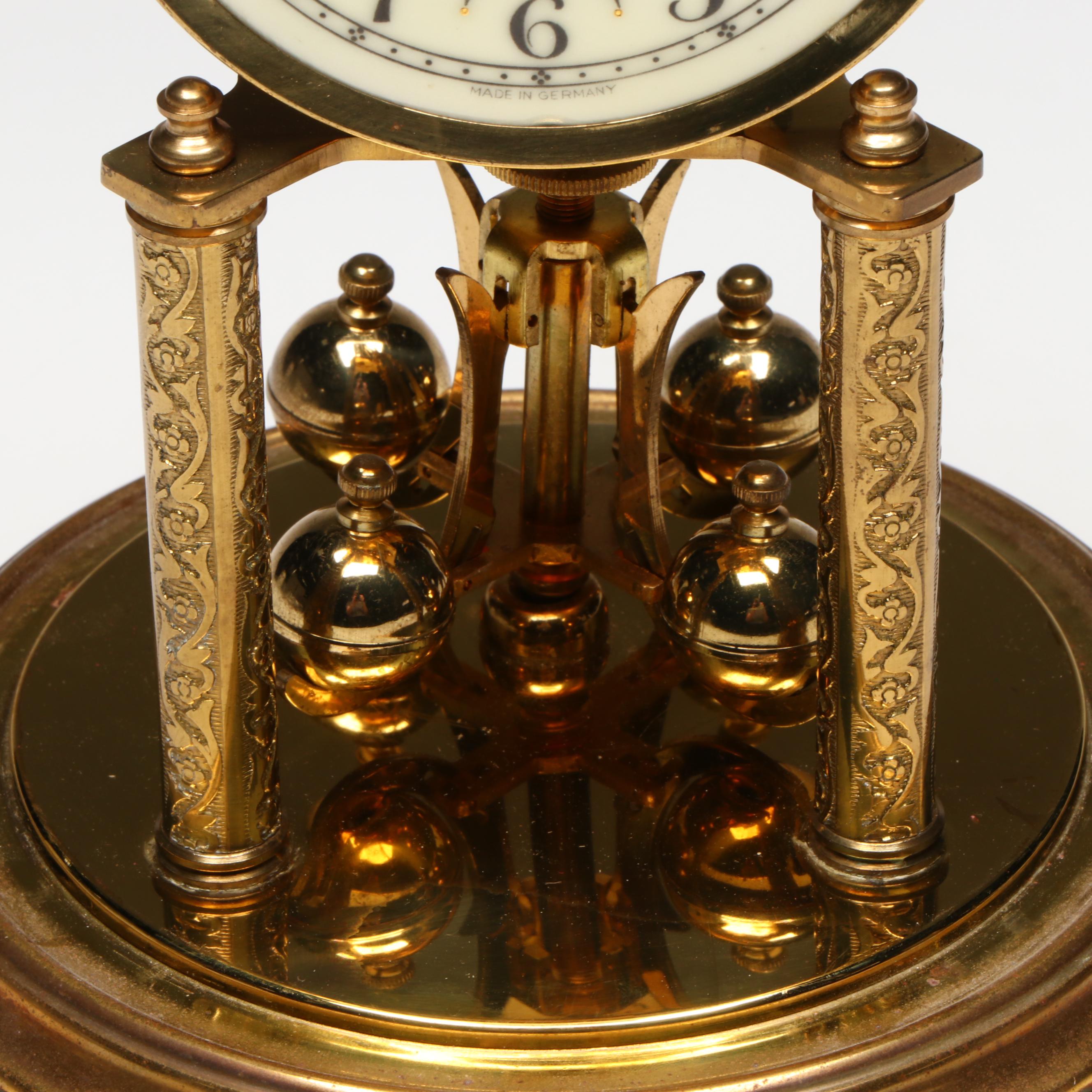 Welby Corporation Anniversary Mantel Clock in Glass Dome, Mid-20th Century