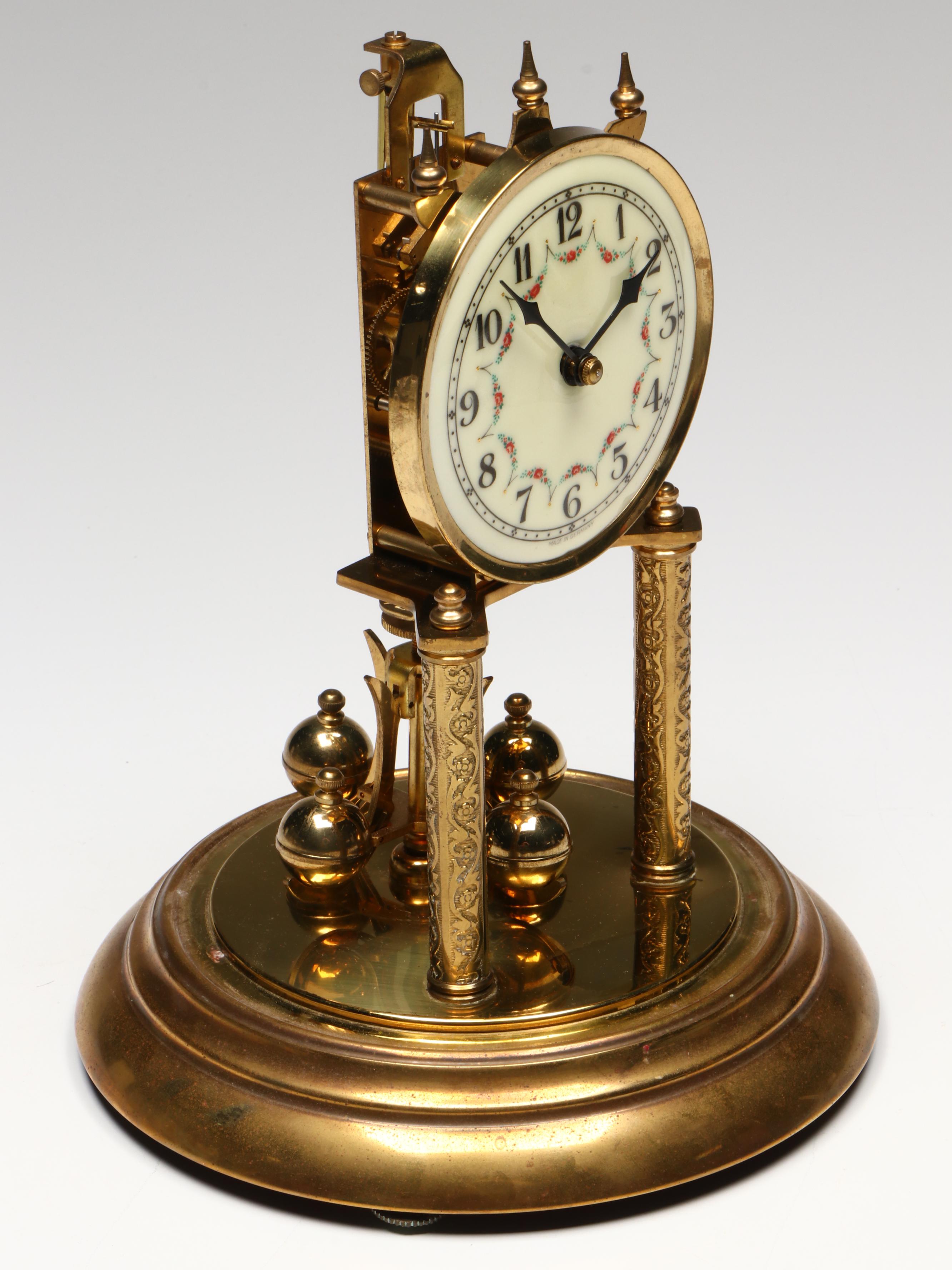 Welby Corporation Anniversary Mantel Clock in Glass Dome, Mid-20th Century