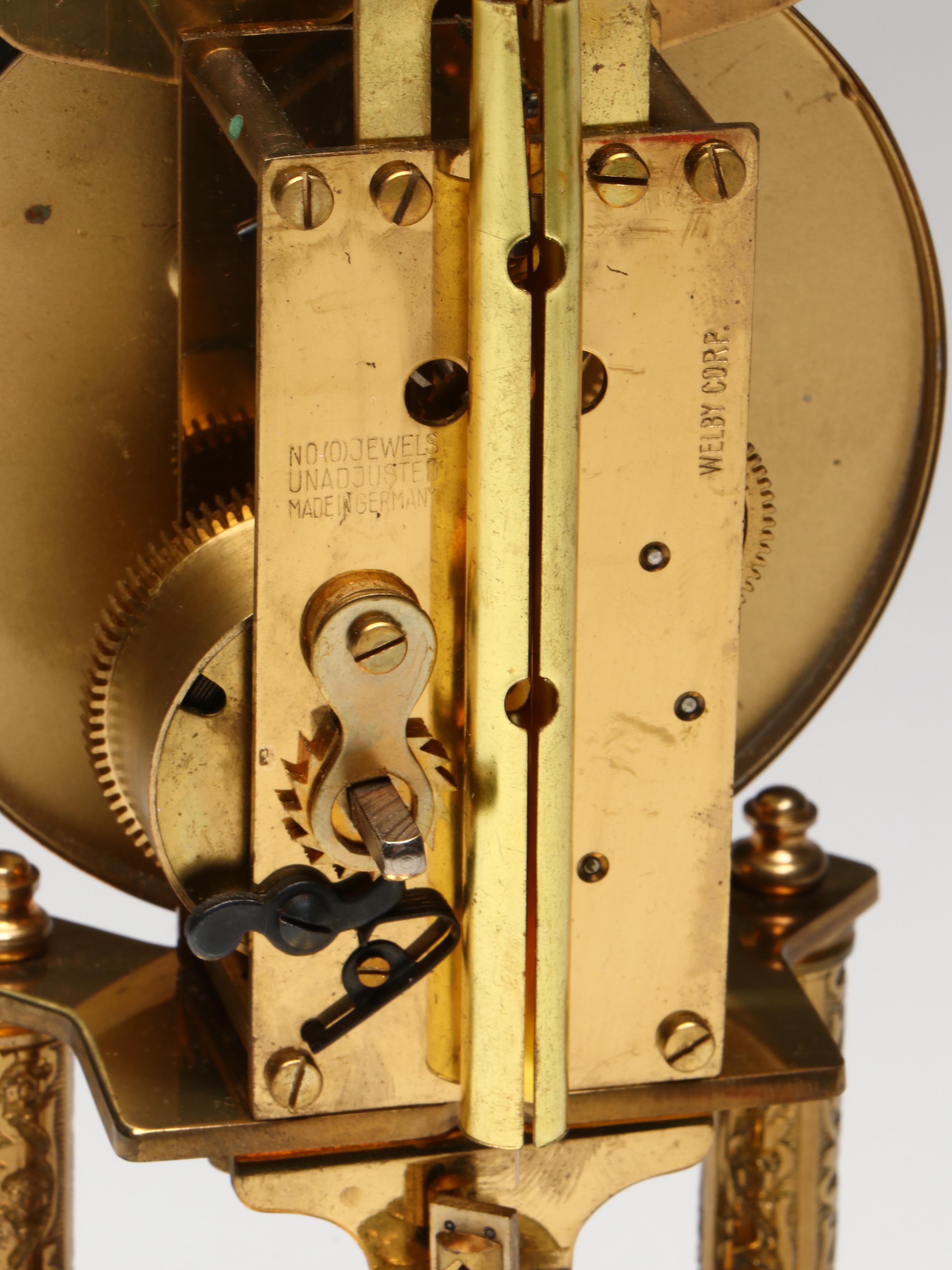 Welby Corporation Anniversary Mantel Clock in Glass Dome, Mid-20th Century