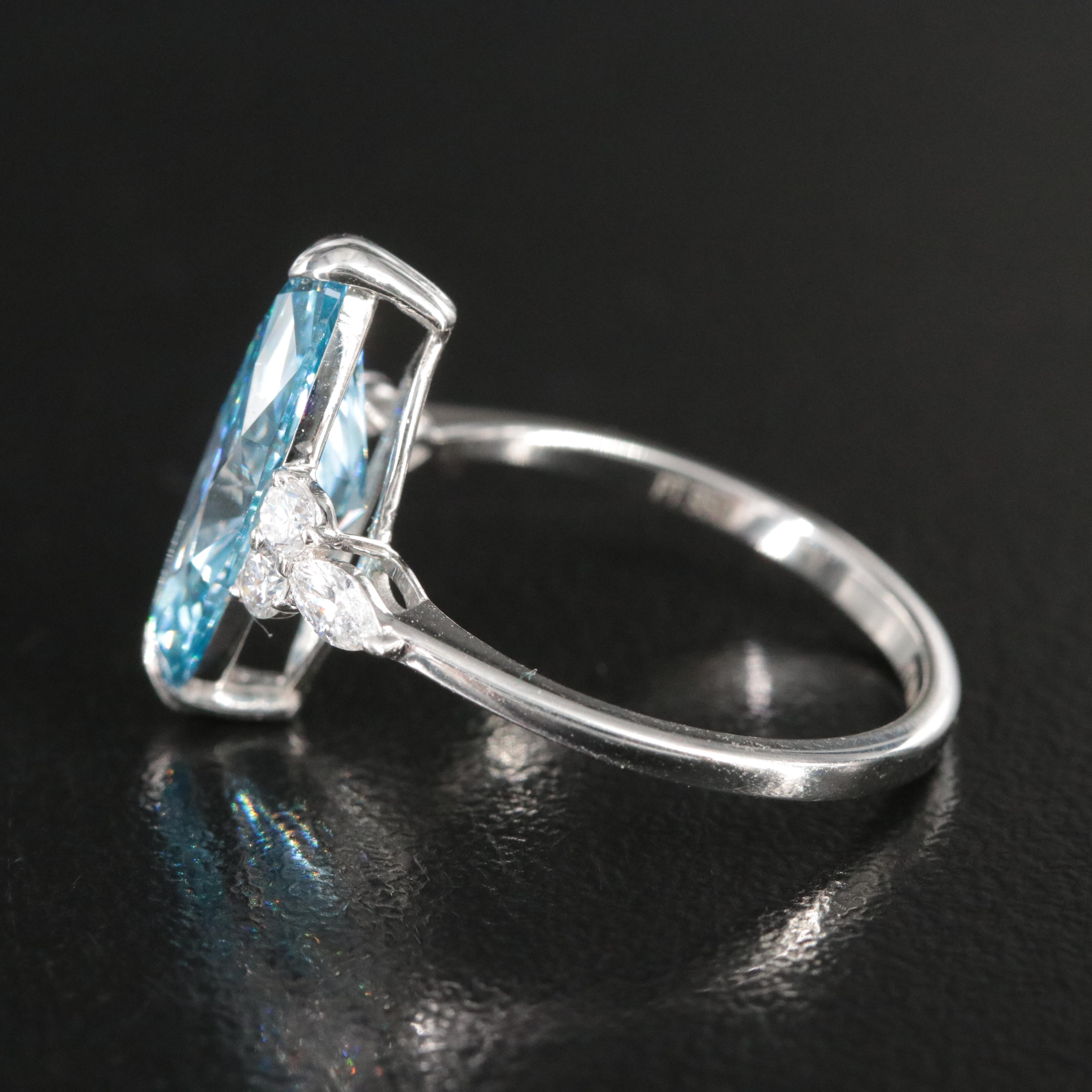 Platinum 3.41 CTW Lab Grown Diamond Ring with Fancy Blue Center and IGI Report