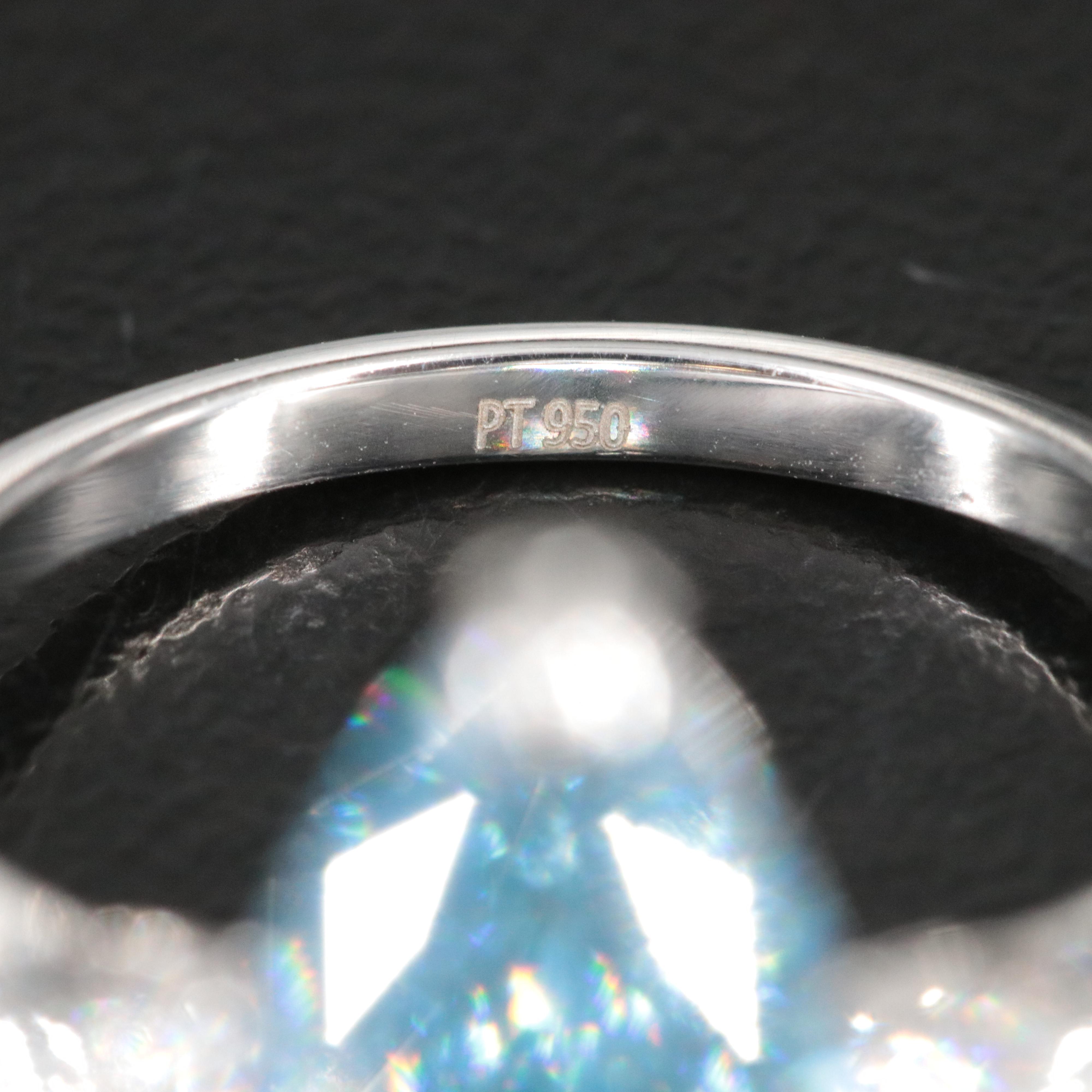 Platinum 3.41 CTW Lab Grown Diamond Ring with Fancy Blue Center and IGI Report