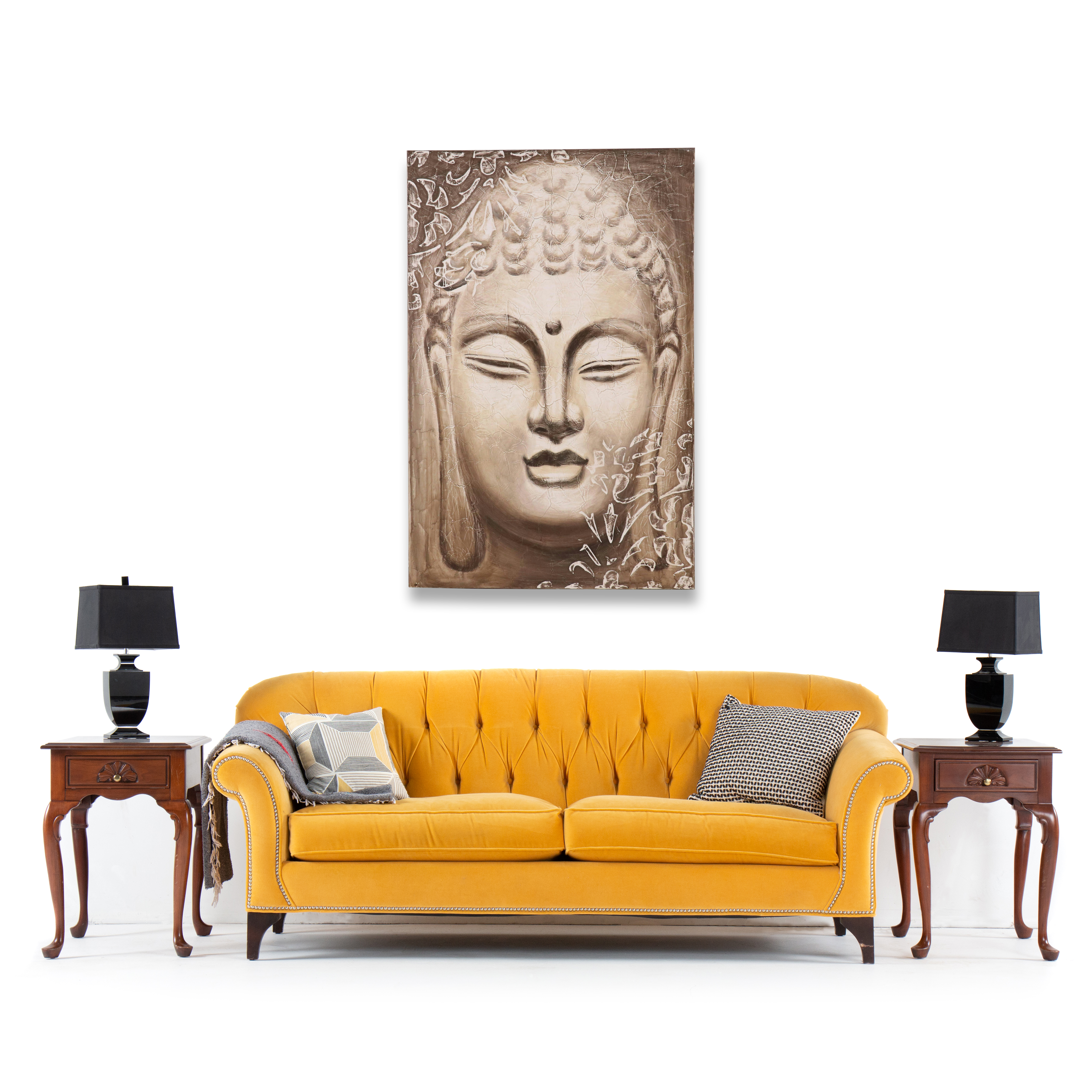 Textured Mixed Media Painting of Buddha, 21st Century