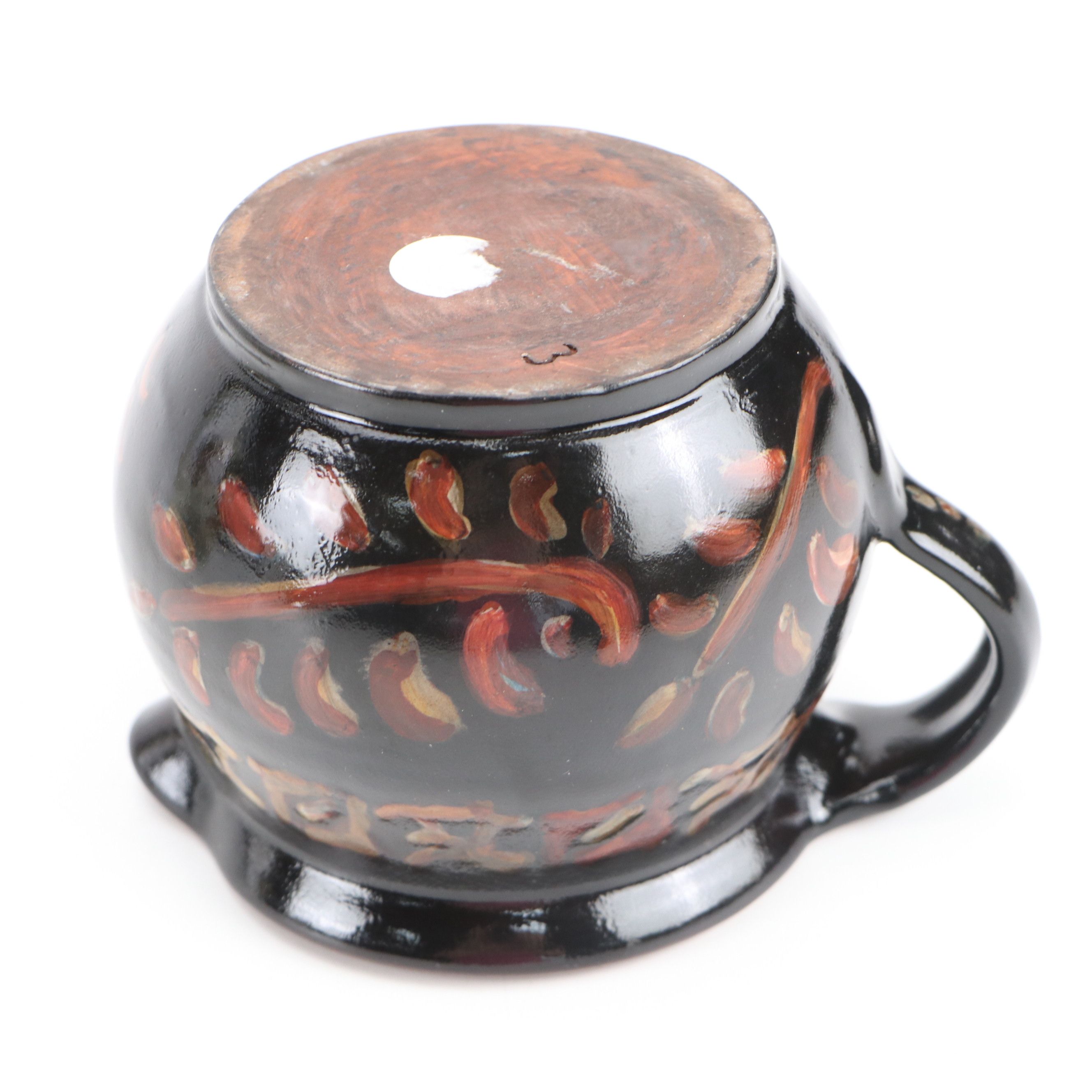 Cico German Majolica Cabinet Plate with Redware Pottery Jug, 20th Century