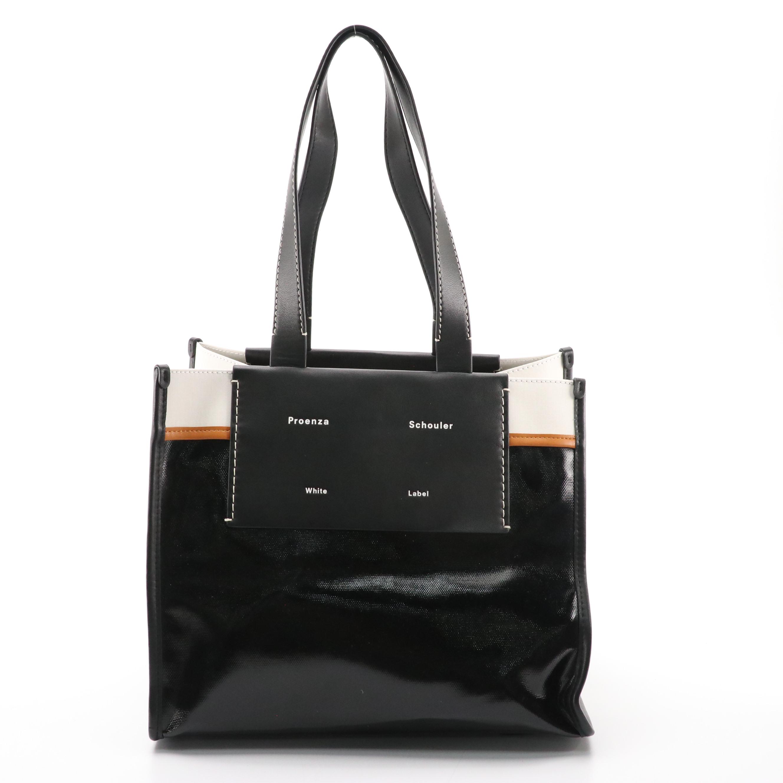 Proenza Schouler White Label Large "Morris" Tote Bag Coated Canvas Leather Trim
