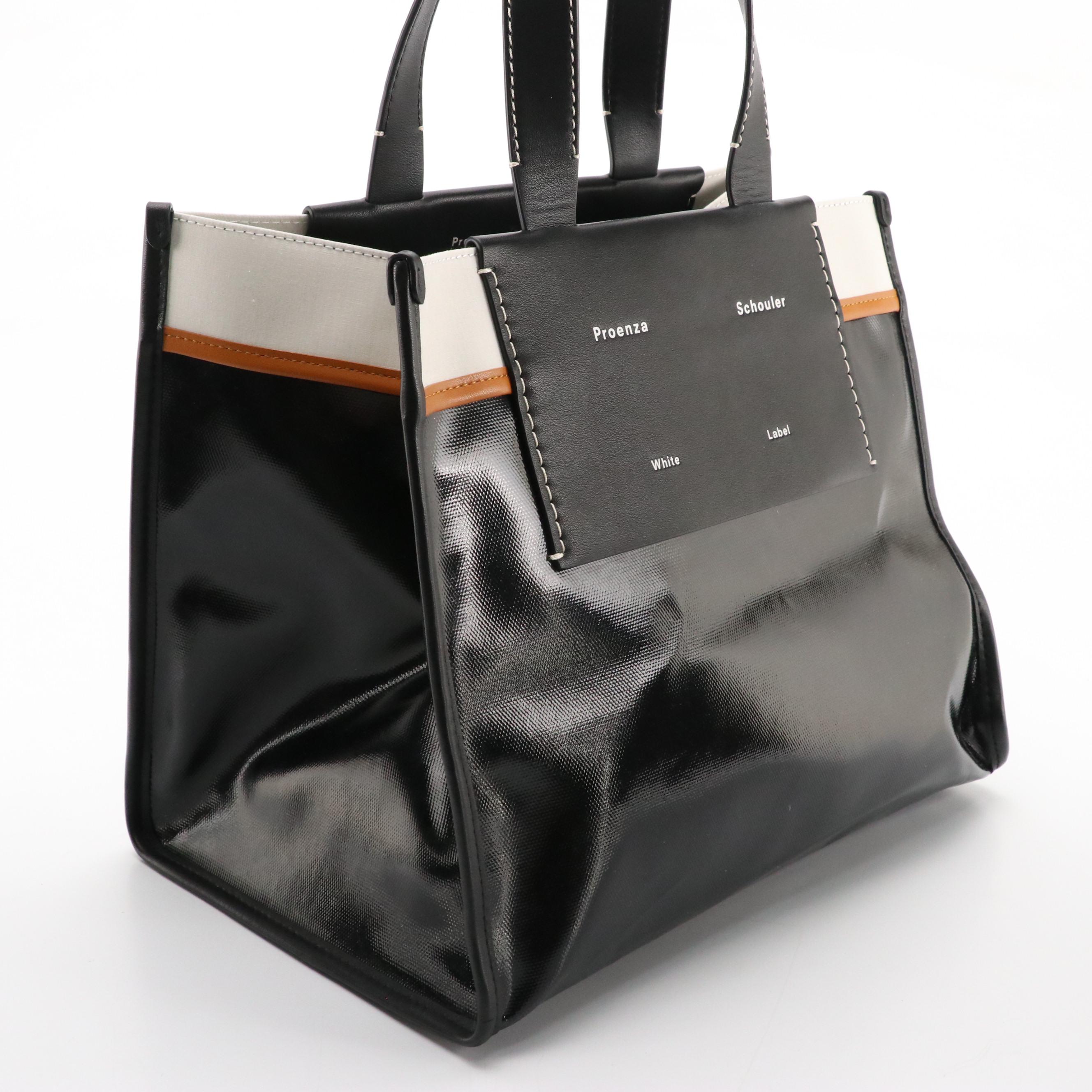 Proenza Schouler White Label Large "Morris" Tote Bag Coated Canvas Leather Trim