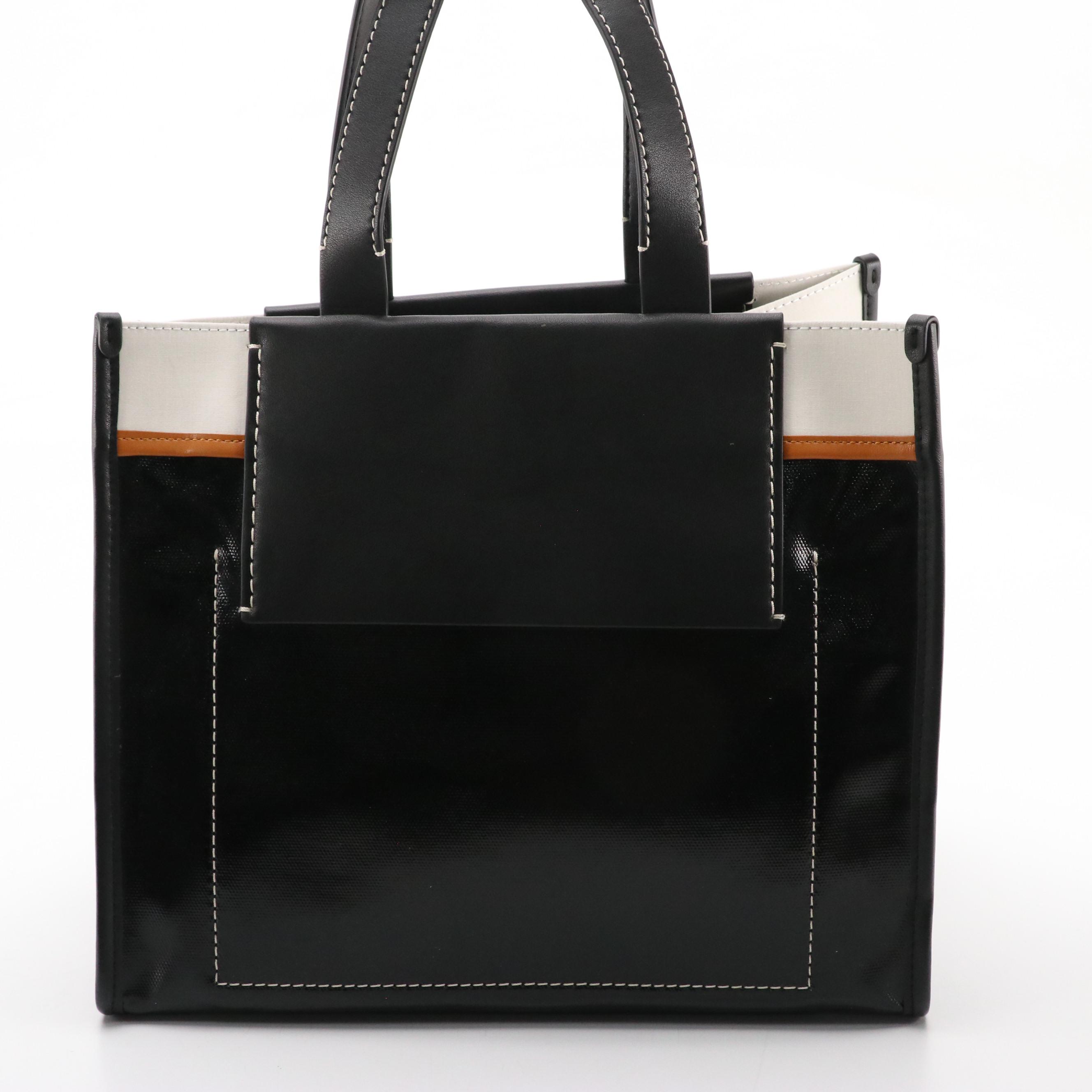 Proenza Schouler White Label Large "Morris" Tote Bag Coated Canvas Leather Trim