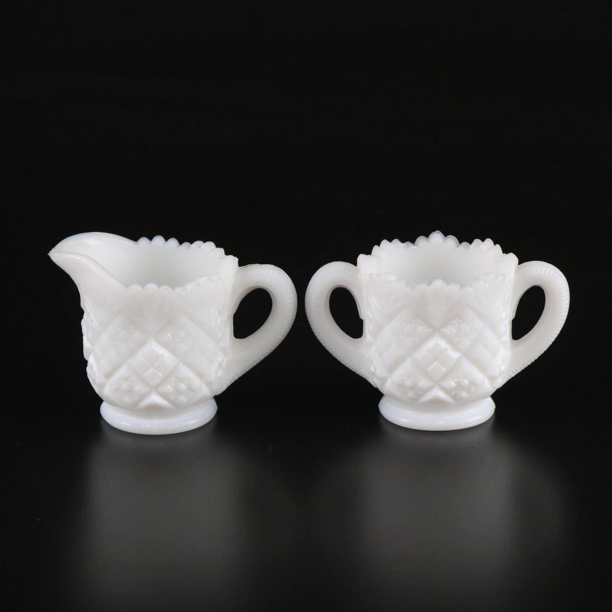 Westmoreland "Thumbelina" Sugar & Creamer with Butter Dish, Hen on Nest and Vase