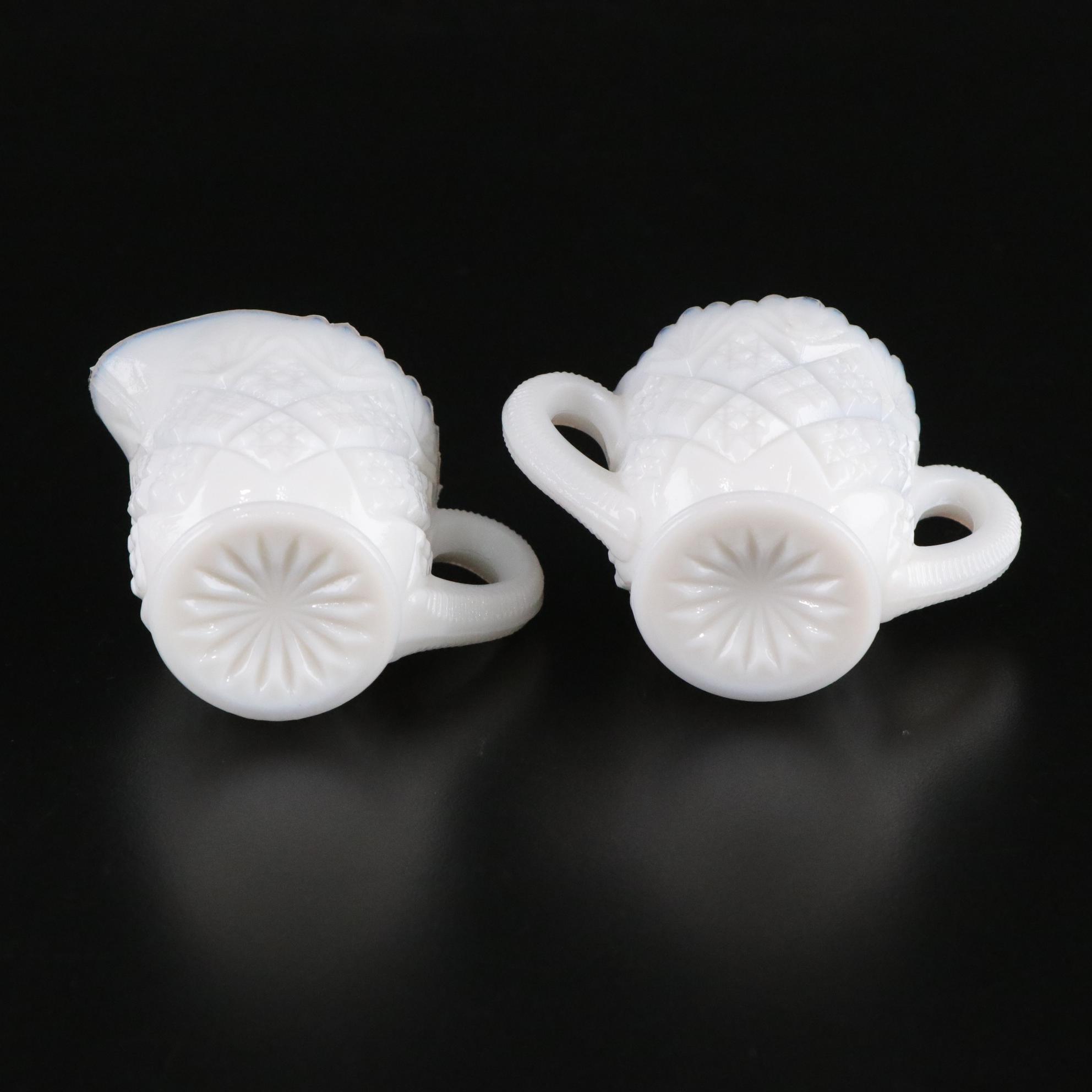 Westmoreland "Thumbelina" Sugar & Creamer with Butter Dish, Hen on Nest and Vase