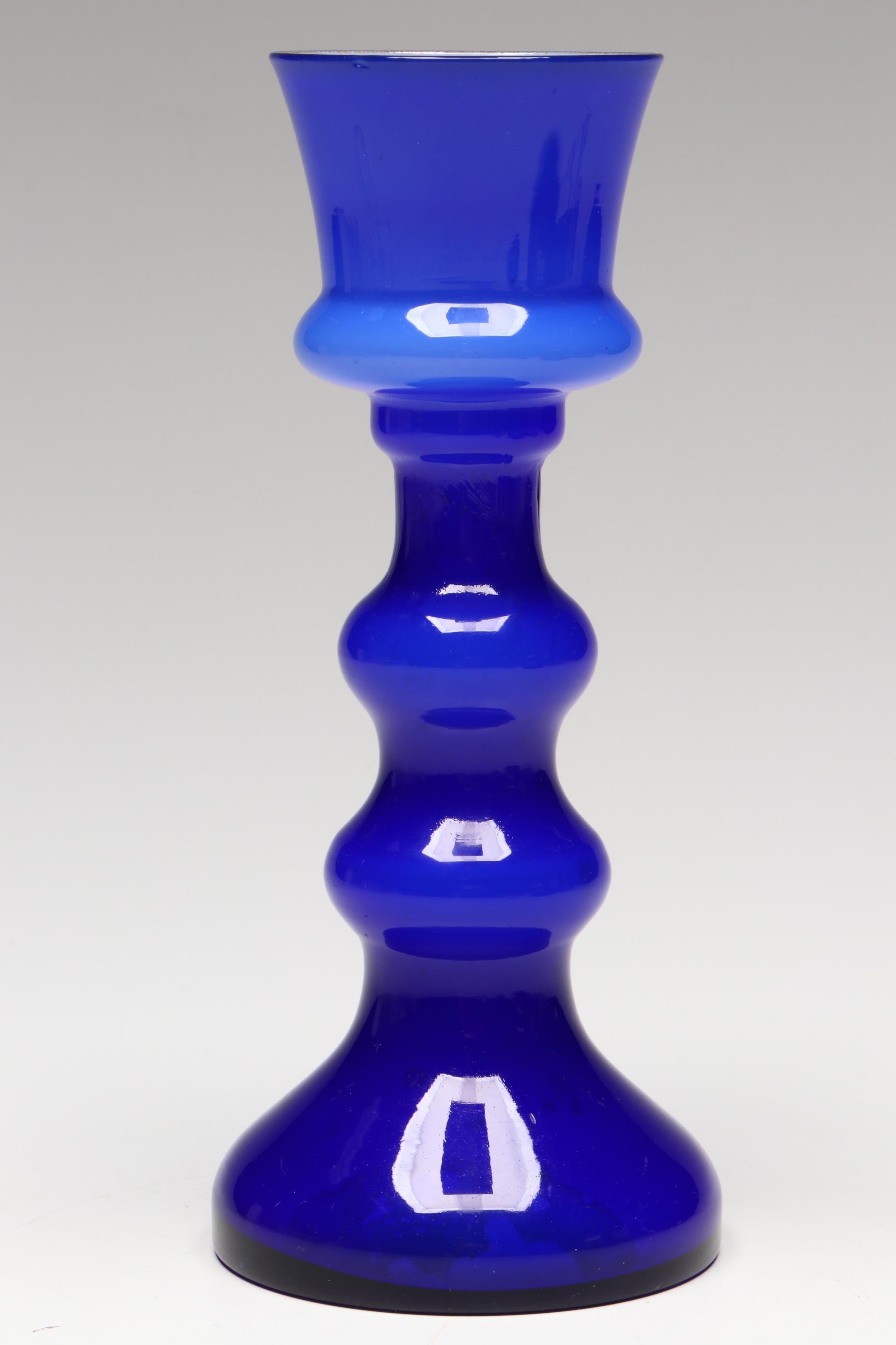 Cristalleria d'arte Ann Primrose Attr. Millefiori Vase with Cobalt Glass Vase