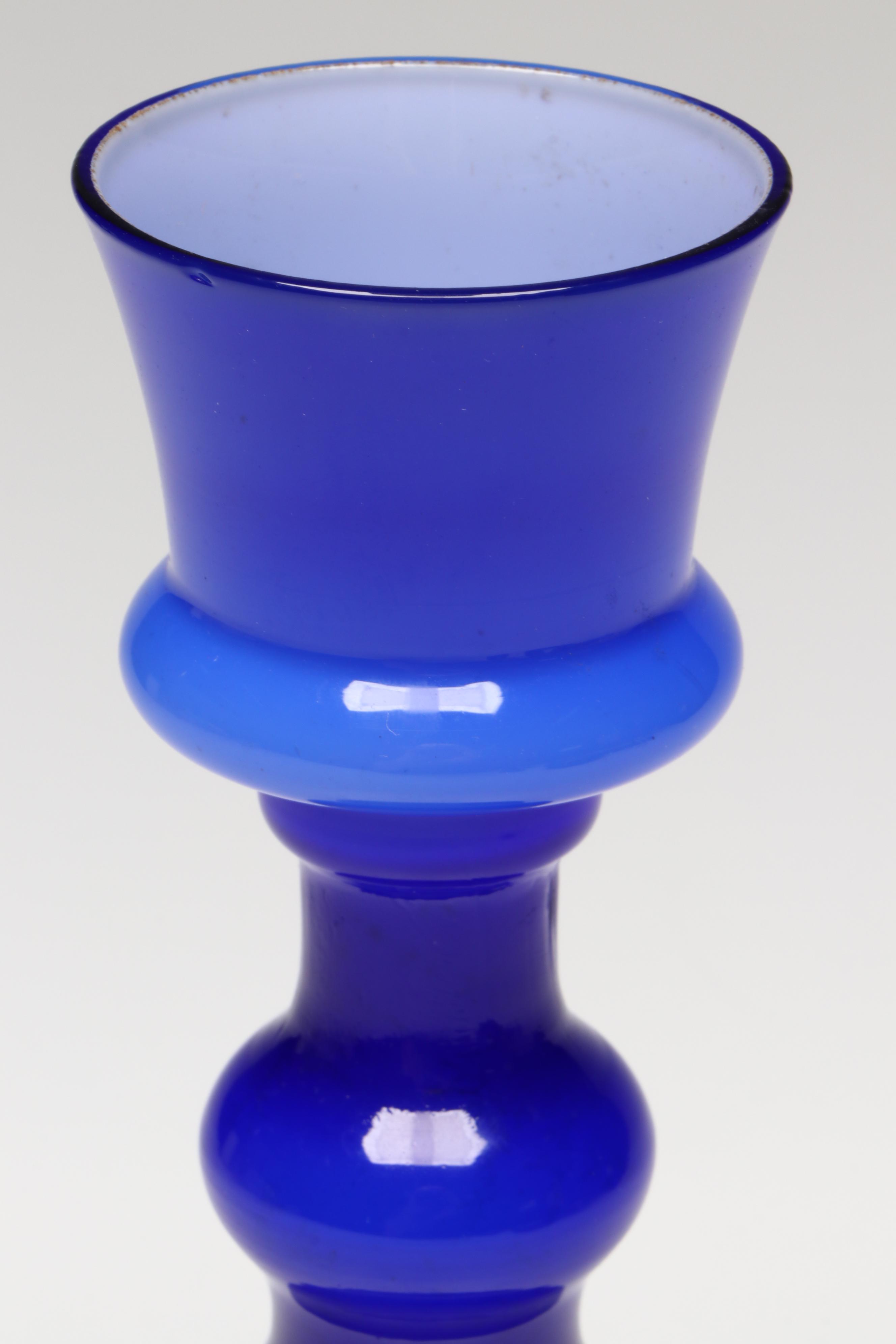 Cristalleria d'arte Ann Primrose Attr. Millefiori Vase with Cobalt Glass Vase