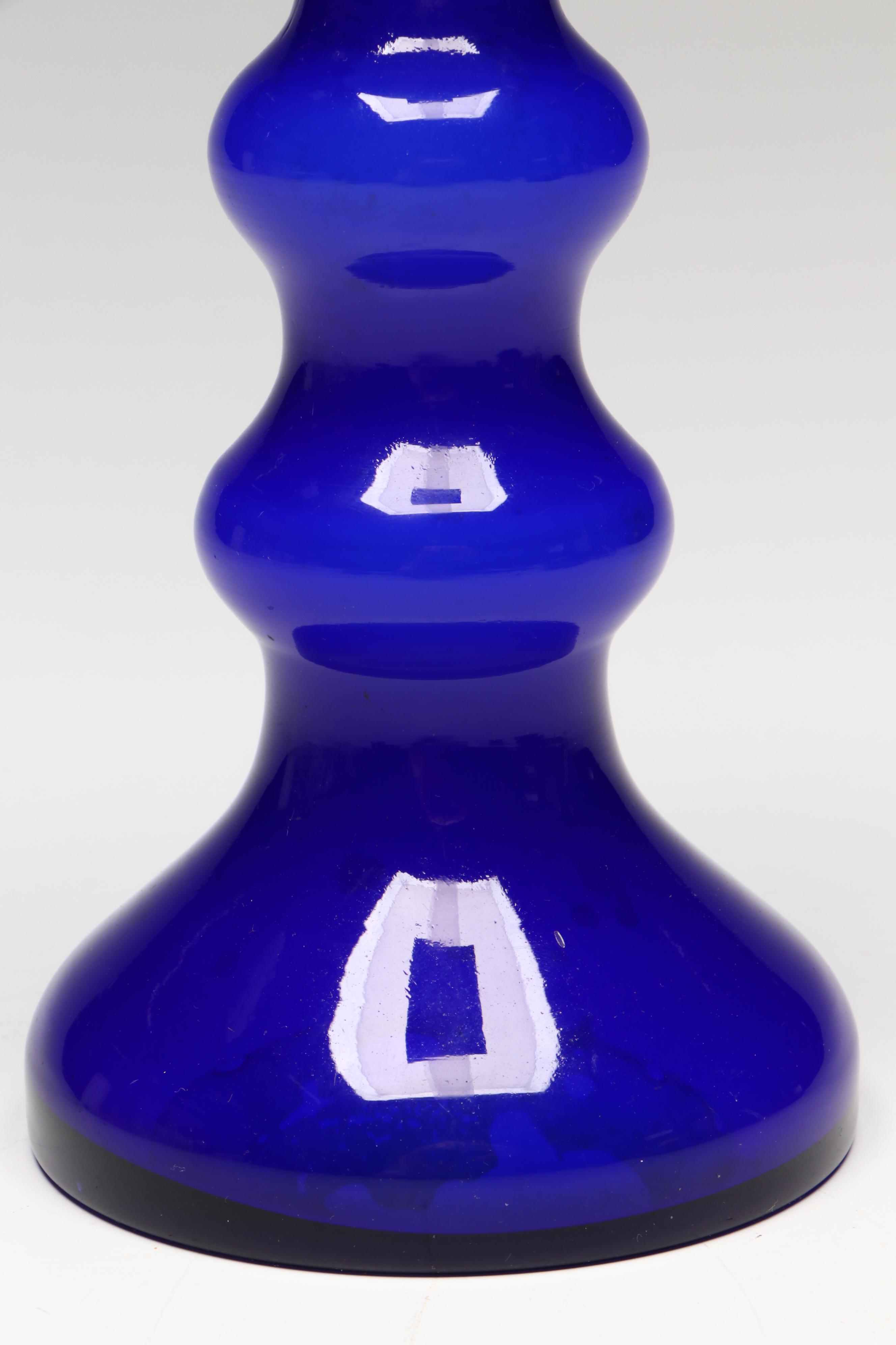 Cristalleria d'arte Ann Primrose Attr. Millefiori Vase with Cobalt Glass Vase