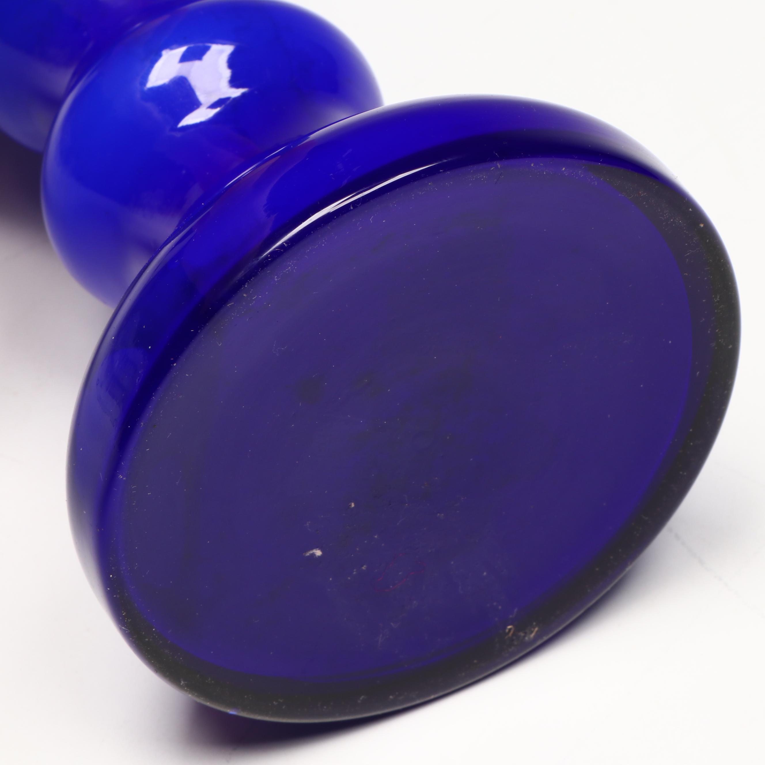 Cristalleria d'arte Ann Primrose Attr. Millefiori Vase with Cobalt Glass Vase